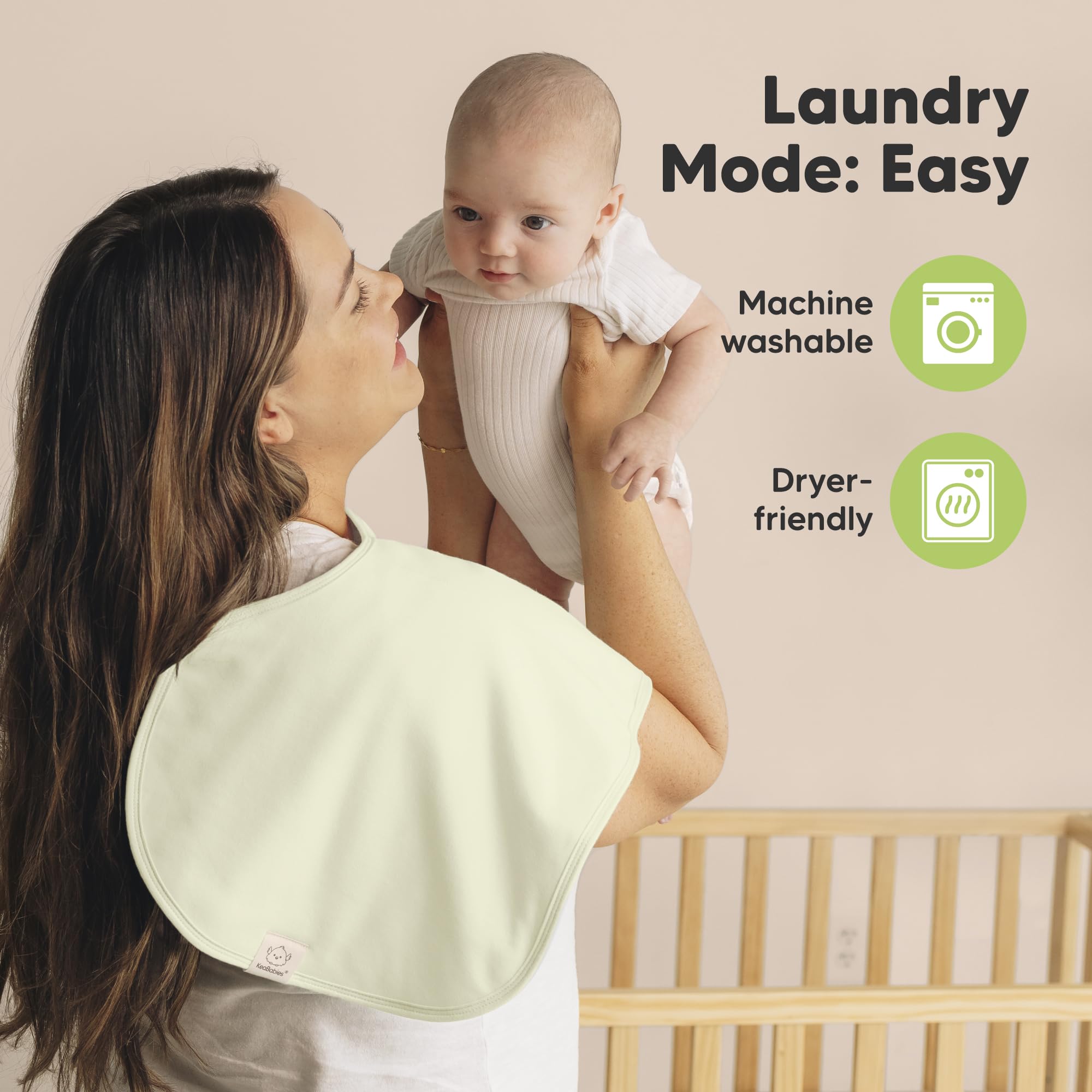 KeaBabies 4-Pack Organic Cotton Baby Burp Cloths for Newborns - Extra Large, Super Absorbent & Ultra Soft Burping Cloths & Bibs Set for Boys & Girls (Dew) - Perfect for Feeding, Spit-Up Protection & Gentle Skin Care