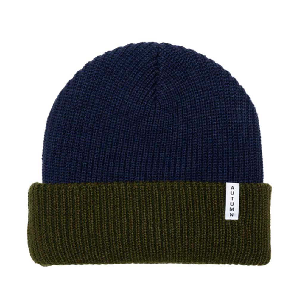 Trendy Autumn Blocked Youth Beanie - Army Green Knit Hat for Men & Women - Perfect for Cold Weather, Outdoor Activities, and Street Style Fashion