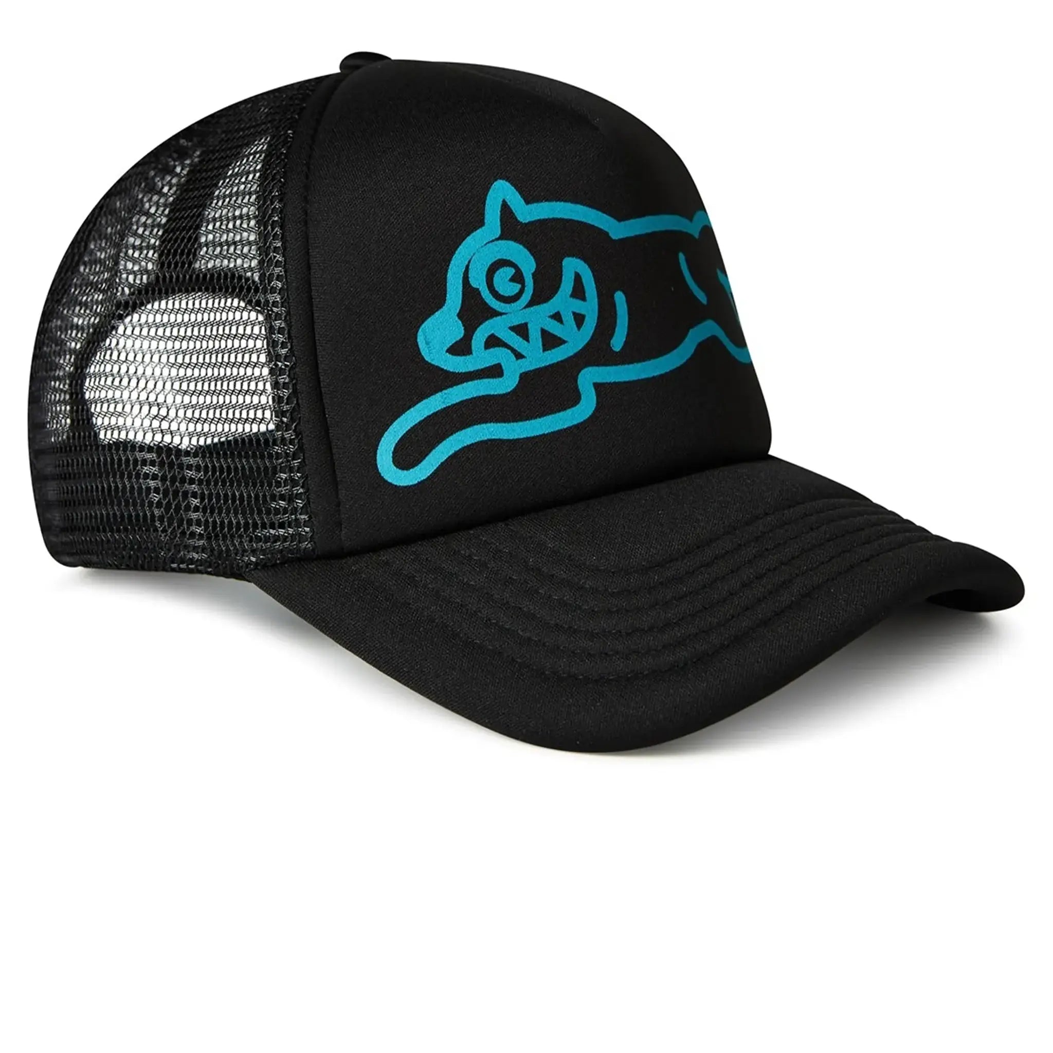 IC Running Dog Black Trucker Cap - Adjustable Snapback Hat for Men & Women - Perfect for Running, Hiking, and Outdoor Activities