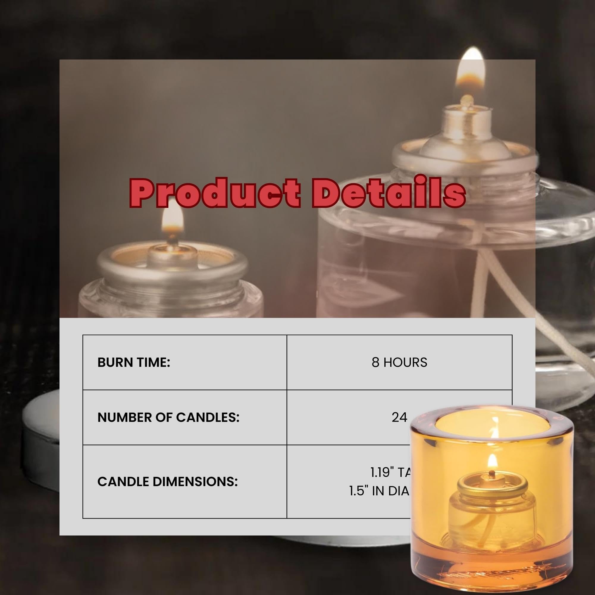 Hollowick 8-Hour Tealight Disposable Liquid Candles - 24/Pack, 12 Packs per Case - Perfect for Weddings, Restaurants, and Home Decor
