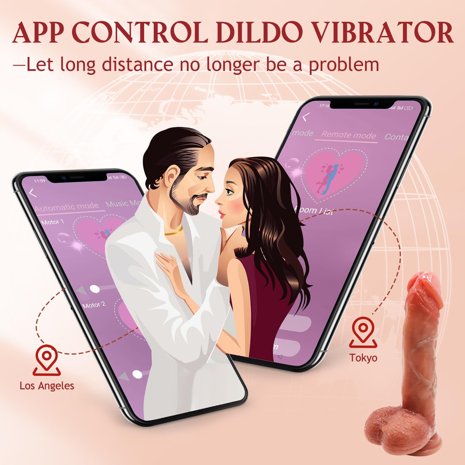 Realistic Thrusting Dildo Vibrator with APP Remote Control - 10 Vibration & 5 Thrust Modes for G-Spot & Anal Stimulation, Body-Safe Silicone Adult Sex Toy for Women & Couples | Perfect for Solo Play, Partnered Fun & Long-Distance Relationships
