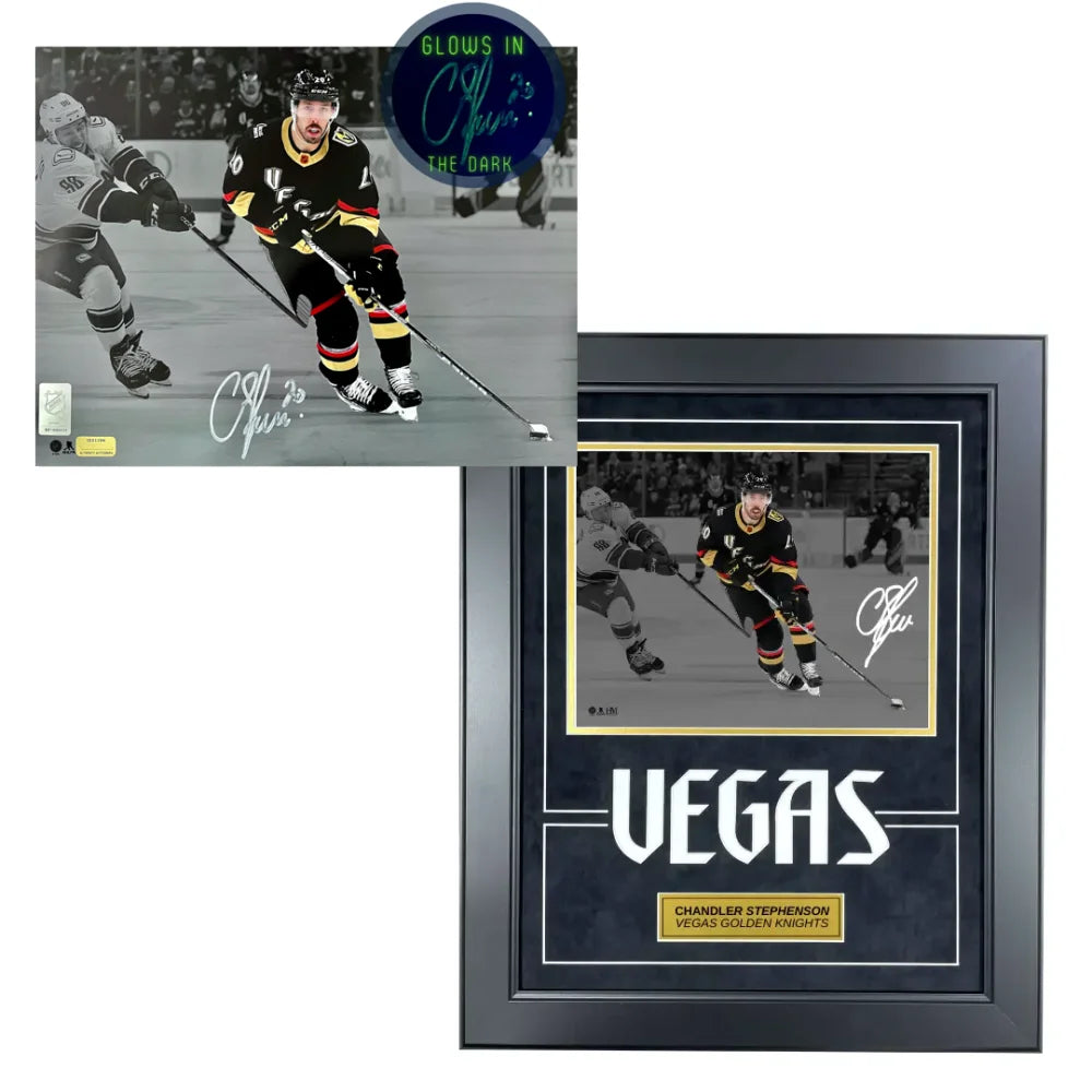 Chandler Stephenson Vegas Golden Knights Glow in the Dark Signed 11x14 Photo with IGM COA Autograph - Perfect for Hockey Fans, Sports Memorabilia Collectors, and Home Decor