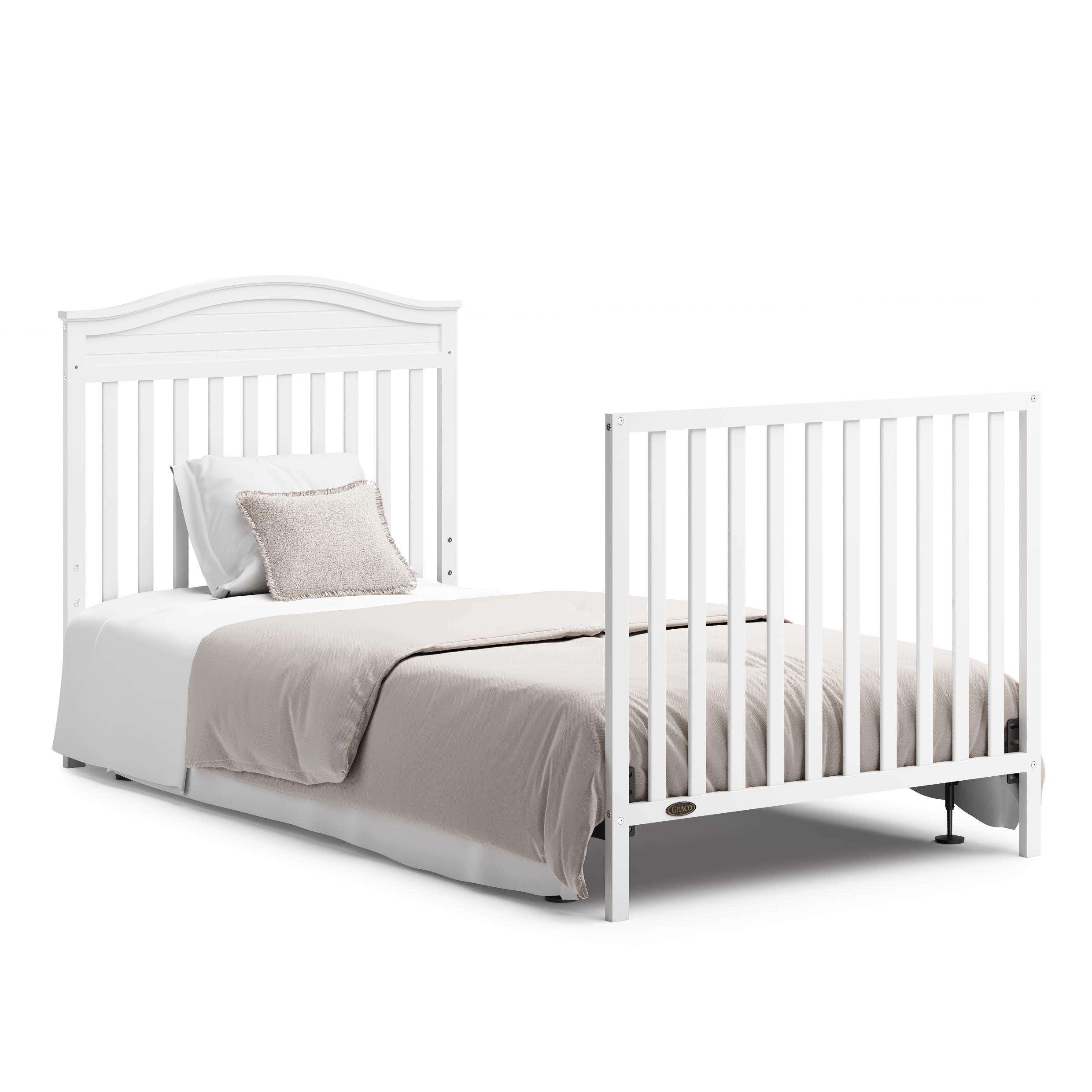 Graco Stella 4-in-1 Convertible Mini Crib with Mattress - White Nursery Furniture | Converts to Twin Bed with Headboard & Footboard | Includes 2.5