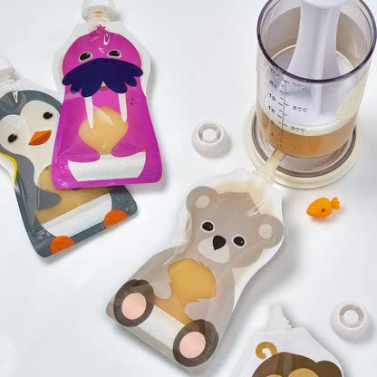 Squooshi Food Pouch Filler with 12 Large 5oz Reusable Pouches - Baby Food Storage & Snack Pouch Maker for Homemade Purees, Yogurt & Applesauce - Perfect for On-the-Go Meals, Travel & Daycare Snacks