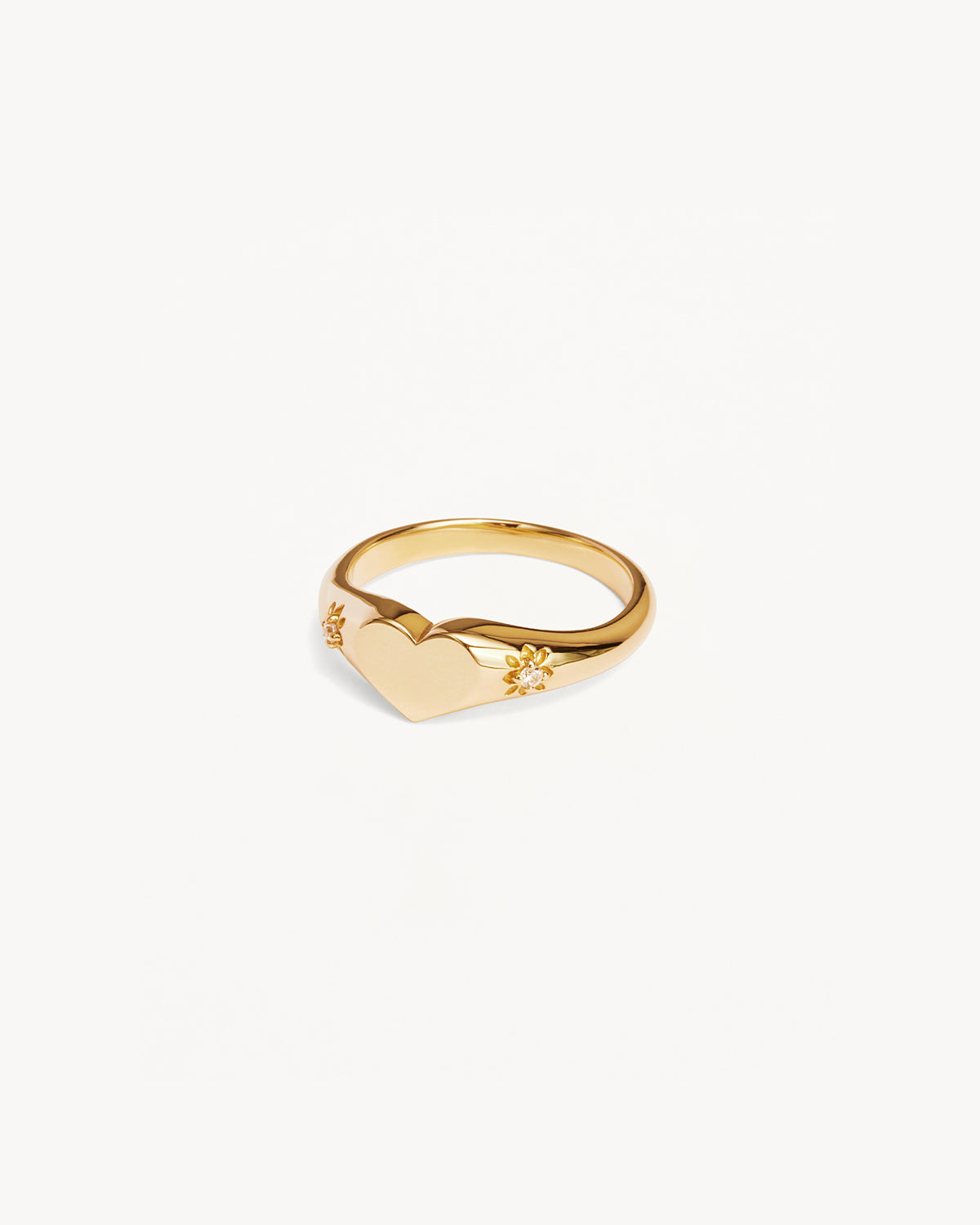 18K Gold Vermeil Heart Signet Ring for Women - Elegant Stackable Jewelry Gift for Valentine's Day, Anniversary & Special Occasions