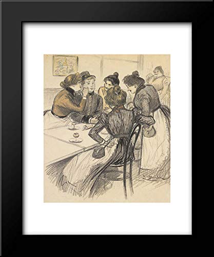 Theophile Steinlen Brasserie Original Drawing 15x18 Framed Art Print - Vintage French Cafe Wall Decor for Living Room, Office & Bar