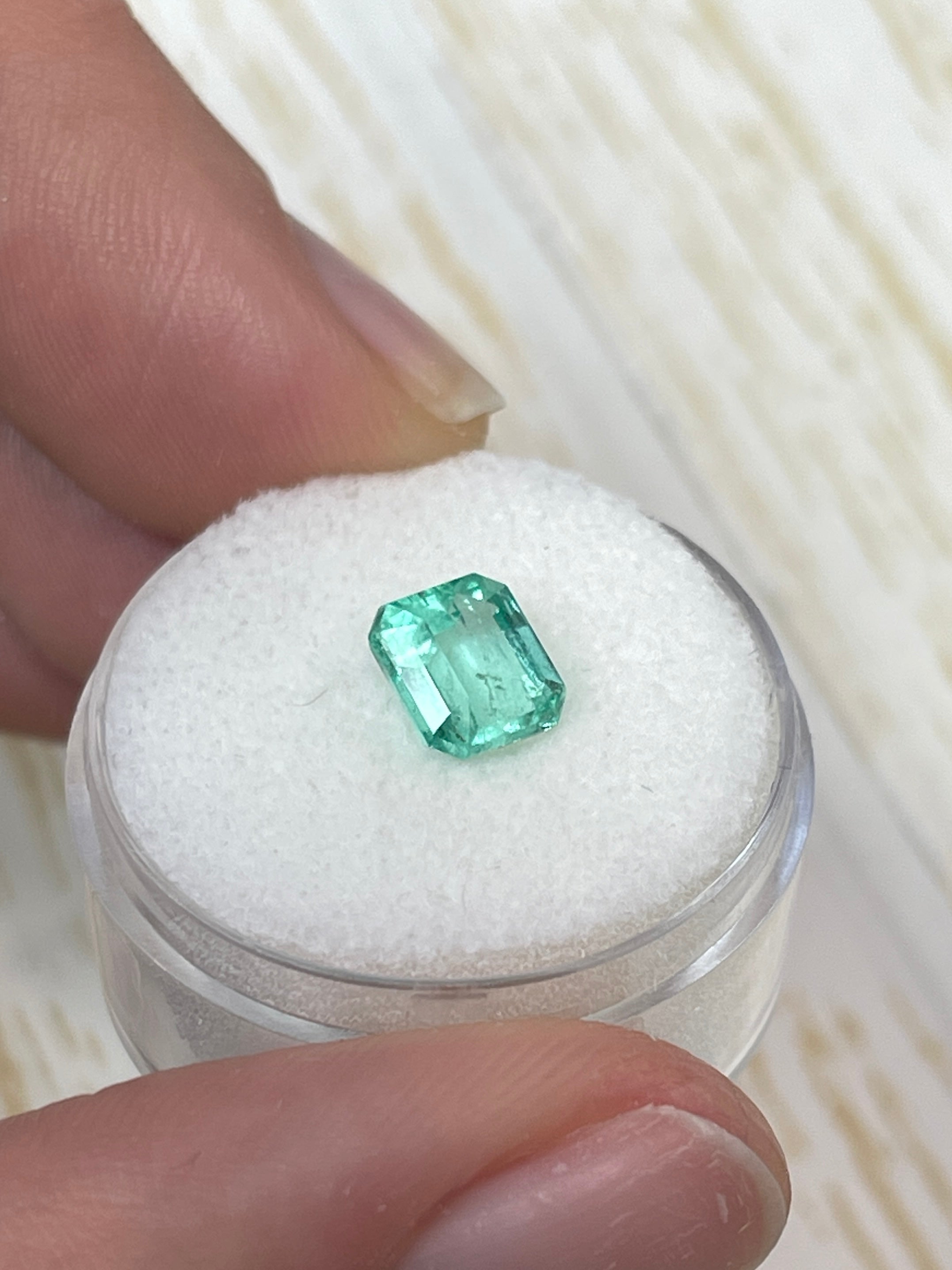 1.59 Carat 7x6mm Pastel Green Natural Loose Colombian Emerald Gemstone - Emerald Cut for Jewelry Making, Engagement Rings & Collector's Pieces