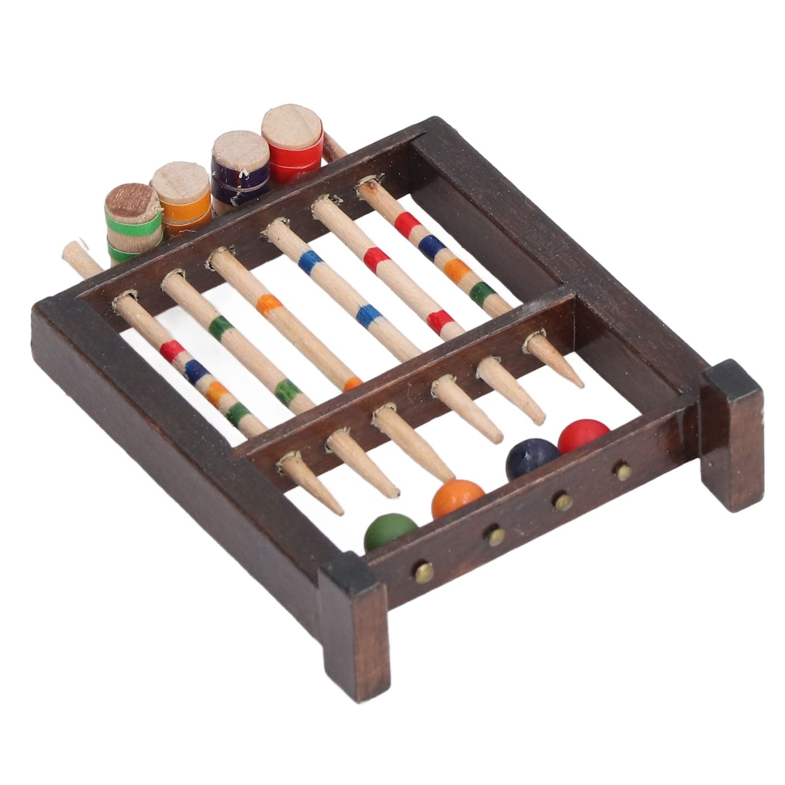1/12 Scale Miniature Croquet Game Set with Hammer & Ball Rack - Realistic Dollhouse Accessories for DIY Home Decoration | Perfect for Victorian Dollhouse, Fairy Garden & Miniature Collectors
