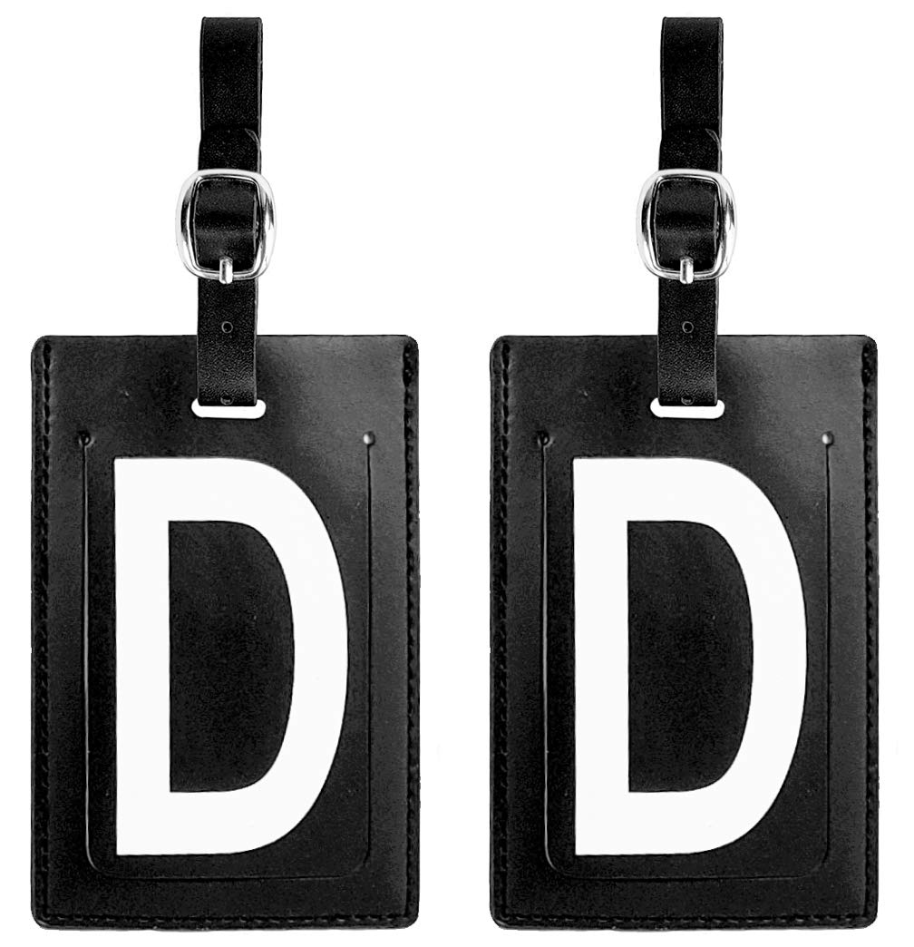Personalized Leather Luggage Tags Set of 2 - Custom Monogram Travel Tags with Privacy Flap & Address Cards - Durable Initials for Suitcases, Backpacks & Carry-Ons - Perfect for Air Travel, Business Trips & Vacation