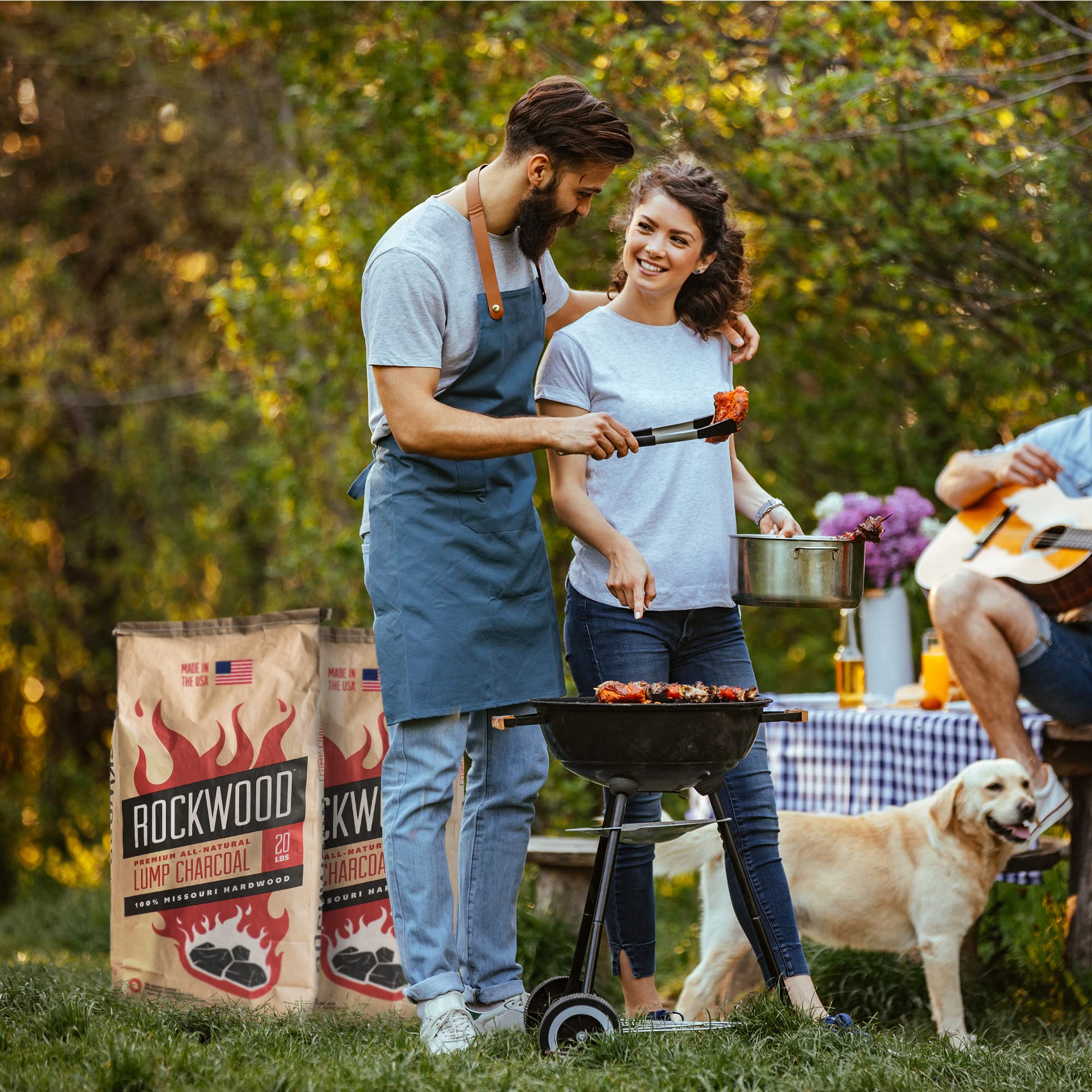 Premium Oak, Hickory & Cherry Hardwood Lump Charcoal – Natural High-Heat Grilling & Slow Smoking Charcoal for Kettle & Kamado Grills – Clean Burning, Made in USA – 20lbs (6pk) – Perfect for BBQ, Backyard Grilling, Camping & Outdoor Cooking