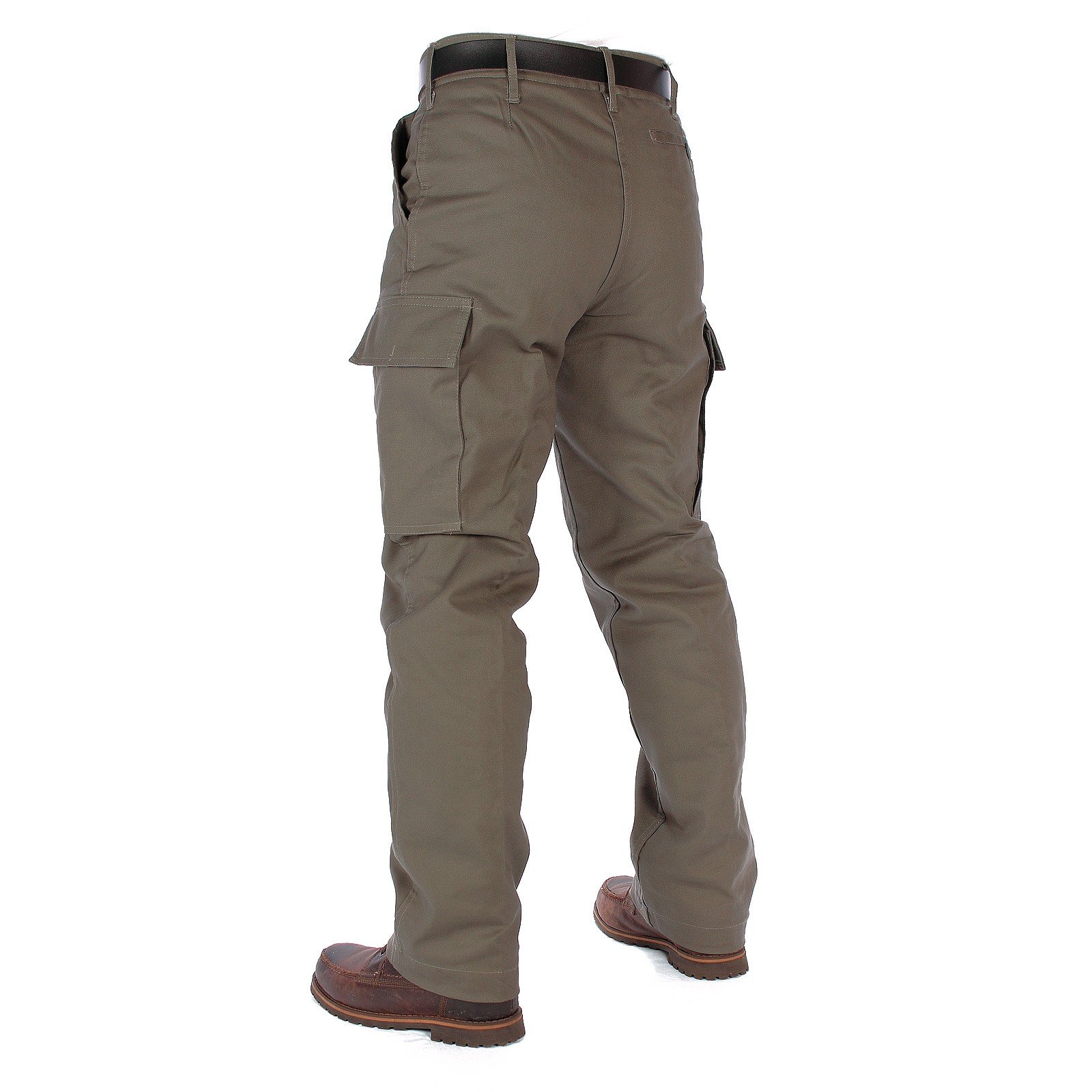 Olive Green Moleskin Thermal Trousers for Men & Women - Winter Warm Fleece-Lined Pants for Outdoor Hiking, Camping & Cold Weather