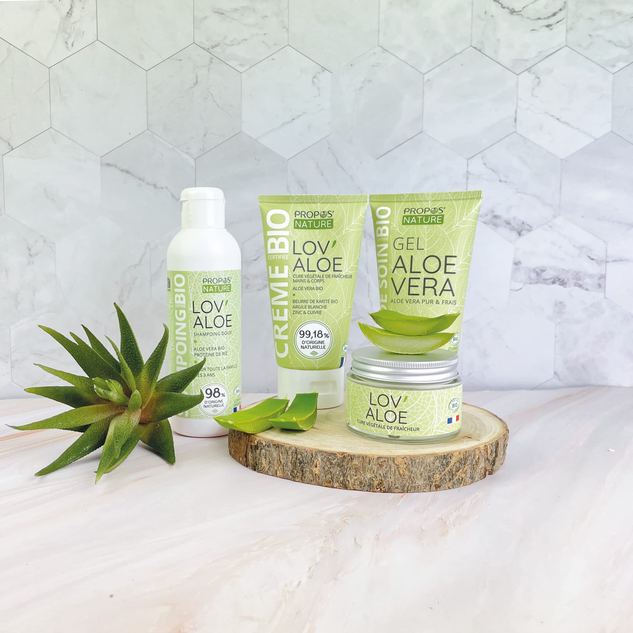 Organic Aloe Vera Gel - 97% Fresh Aloe Vera Juice - Natural Cosmetic for Skin & Hair Care - 100ml by Propos'Nature - Perfect for Sunburn Relief, Moisturizing & After-Shave Soothing