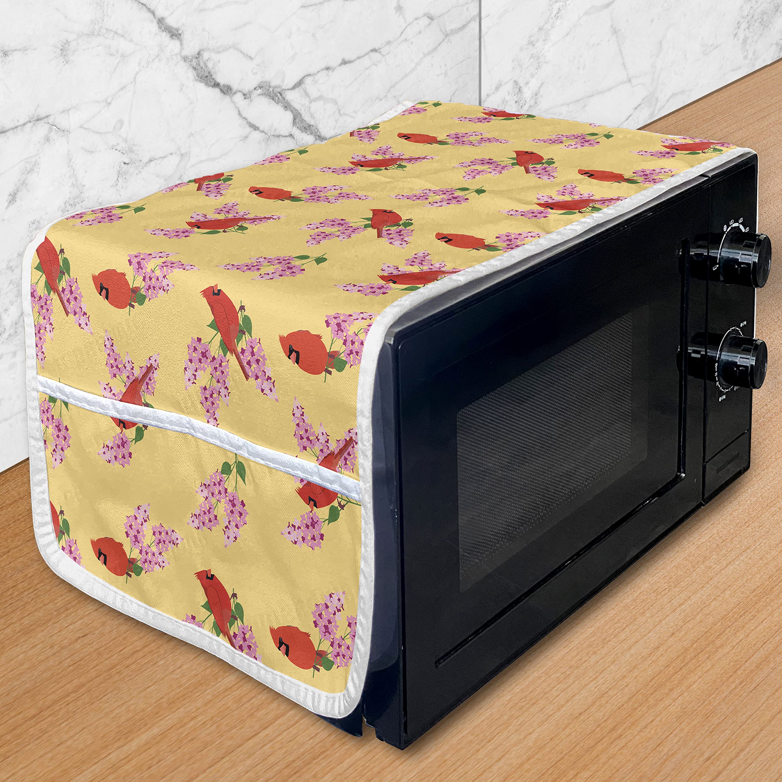 Ambesonne Cardinal Microwave Oven Cover - Waterproof Kitchen Organizer with Pockets, 36