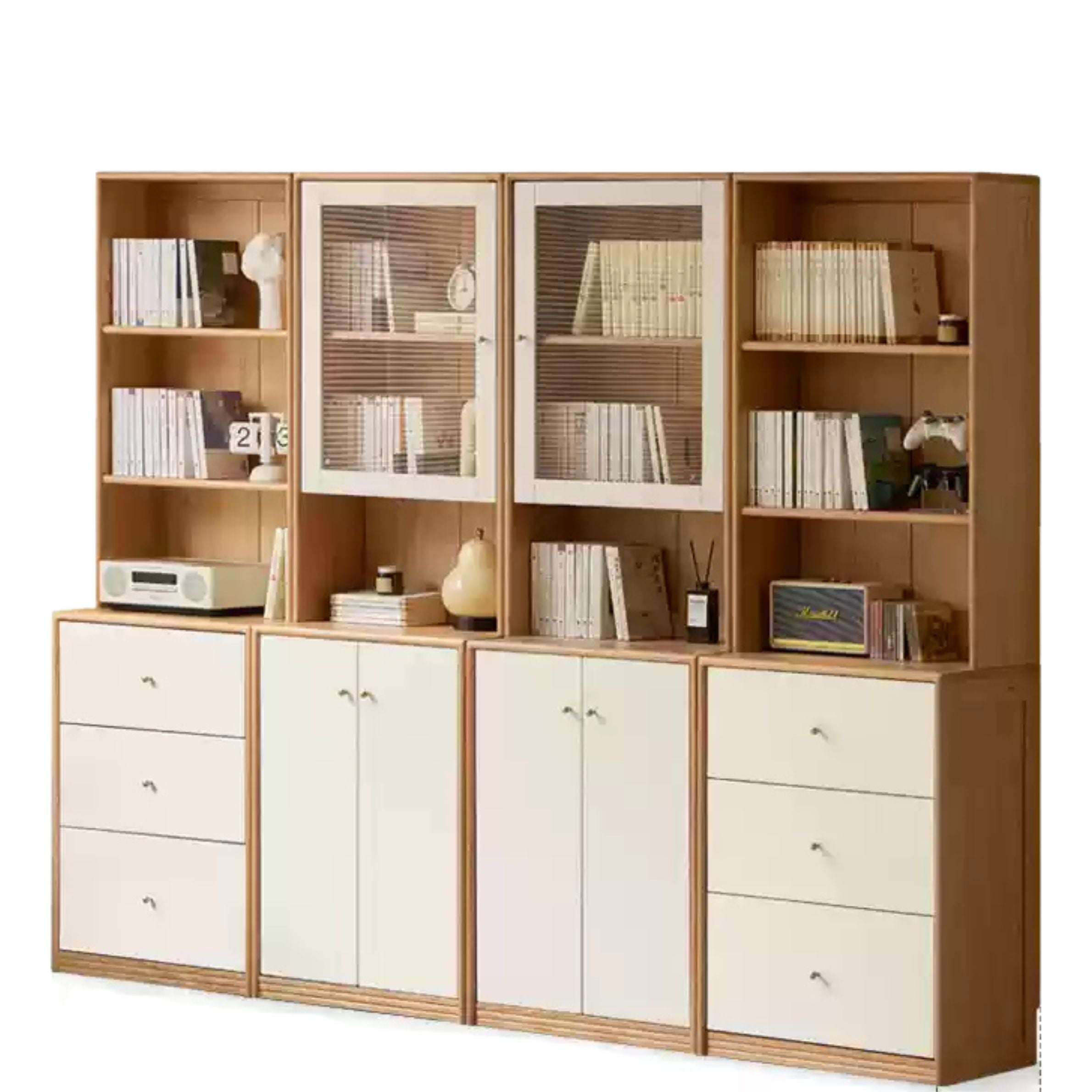 94.5x x15.7 x74.8 inch /240x40x190сm / Natural Wood Color / Combination bookcase