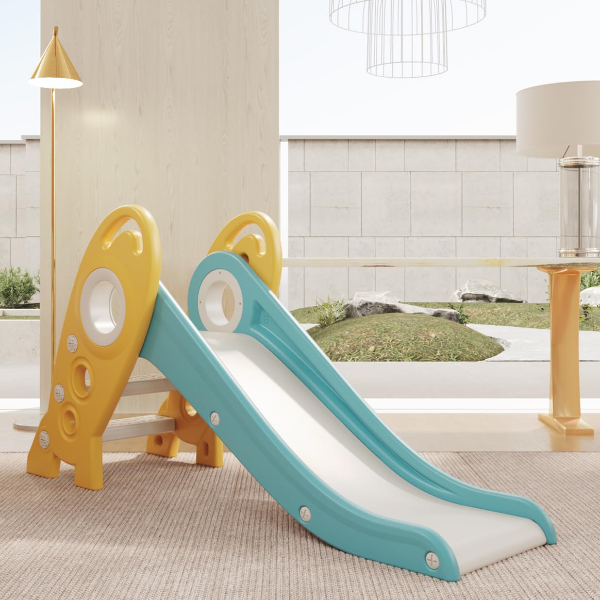 **Indoor Toddler Slide for Kids 1-3 Years | Foldable Freestanding Play Climber Slide with Extra Long Slope | Safe Baby Playground Toy for Home, Daycare & Backyard (Green)**    *(Perfect for indoor playrooms, daycare centers, or backyard fun—encourages active play and motor skill development!)*