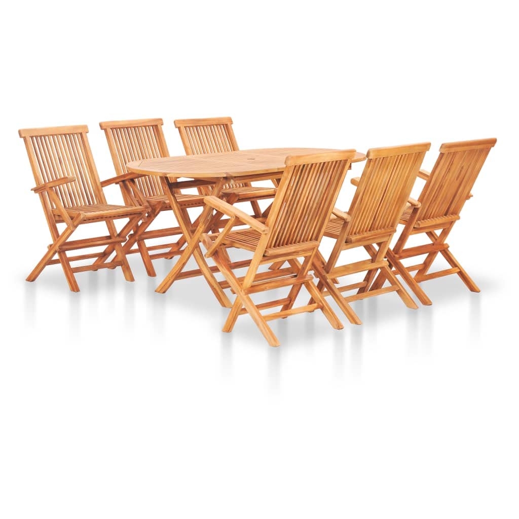 Premium 7-Piece Teak Wood Folding Patio Dining Set - Weather-Resistant Outdoor Furniture for Garden, Backyard, Terrace, Porch & Poolside (Table + Chairs) | Perfect for Al Fresco Dining & Outdoor Entertaining