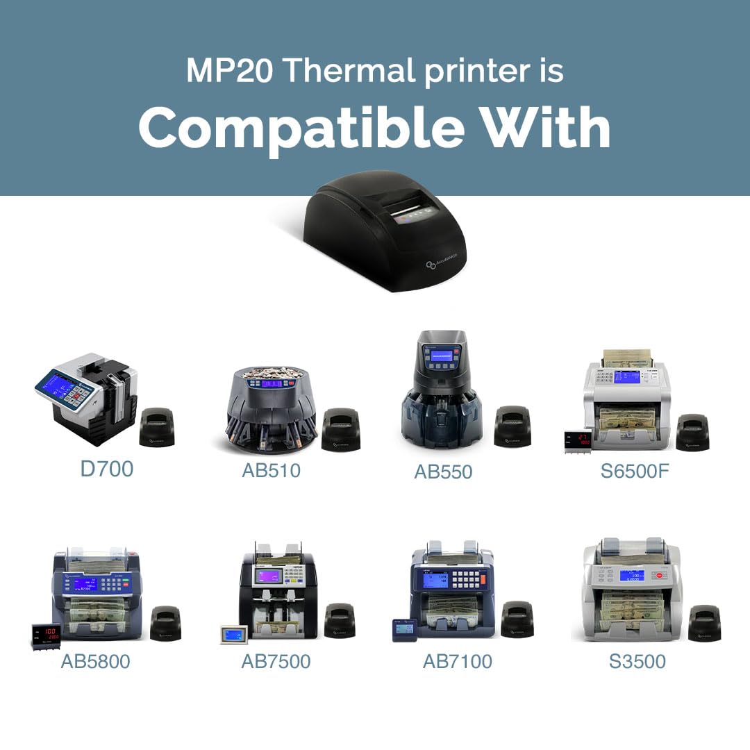 AccuBANKER MP20-510 Thermal Printer for AB510 Bill Counter - Fast & Quiet Bill Verification Reports | Compact Money Counting Accessory for Banks, Retail Stores & Cash Offices (AB510 Compatible)