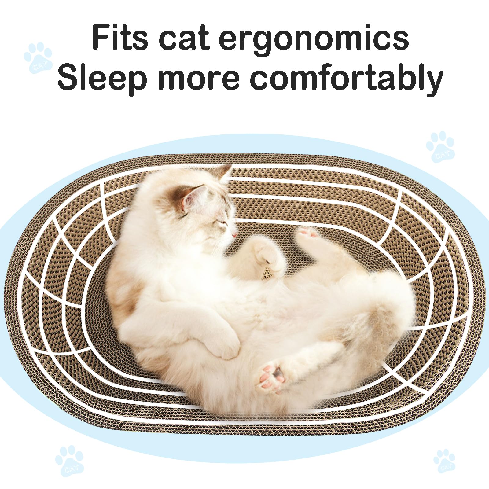 Premium Cardboard Cat Scratcher for Indoor Cats - 23.6x14.9 Inch Large Oval Scratching Pad with Catnip | Durable Cat Scratch Board & Comfy Bed for Play, Relaxation & Nail Care - Perfect for Living Rooms, Bedrooms & Pet-Friendly Spaces