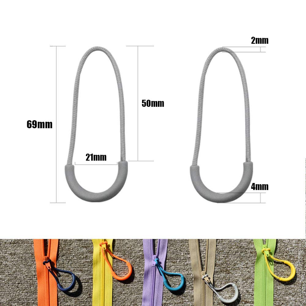 HDST-HOME 10Pcs No-Slip Zipper Pulls Replacement - Durable Zipper Fixer for Backpacks, Jackets, Luggage, Bags & Clothes (Light Grey) | Easy Grip Zipper Extenders for Outdoor Gear, Travel Accessories & Daily Use