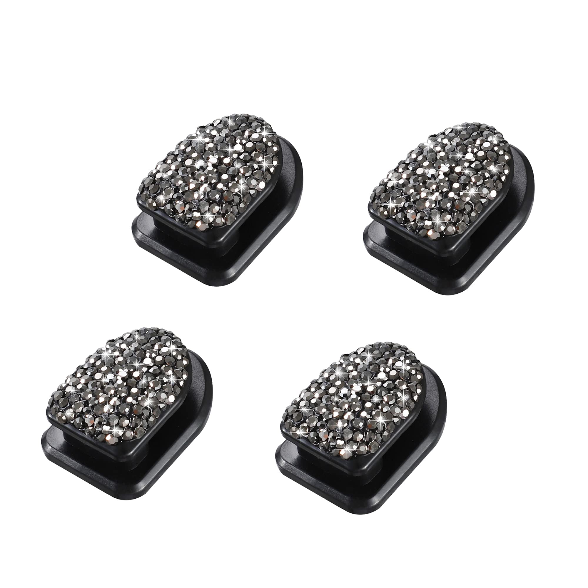 WINKA Bling Car Hooks 4pcs - Crystal Dashboard Hooks for Keys, Sunglasses & More - Universal Car Accessories with Diamond Design (Gray) - Perfect for Organizing Your Car Interior & Keeping Essentials Handy