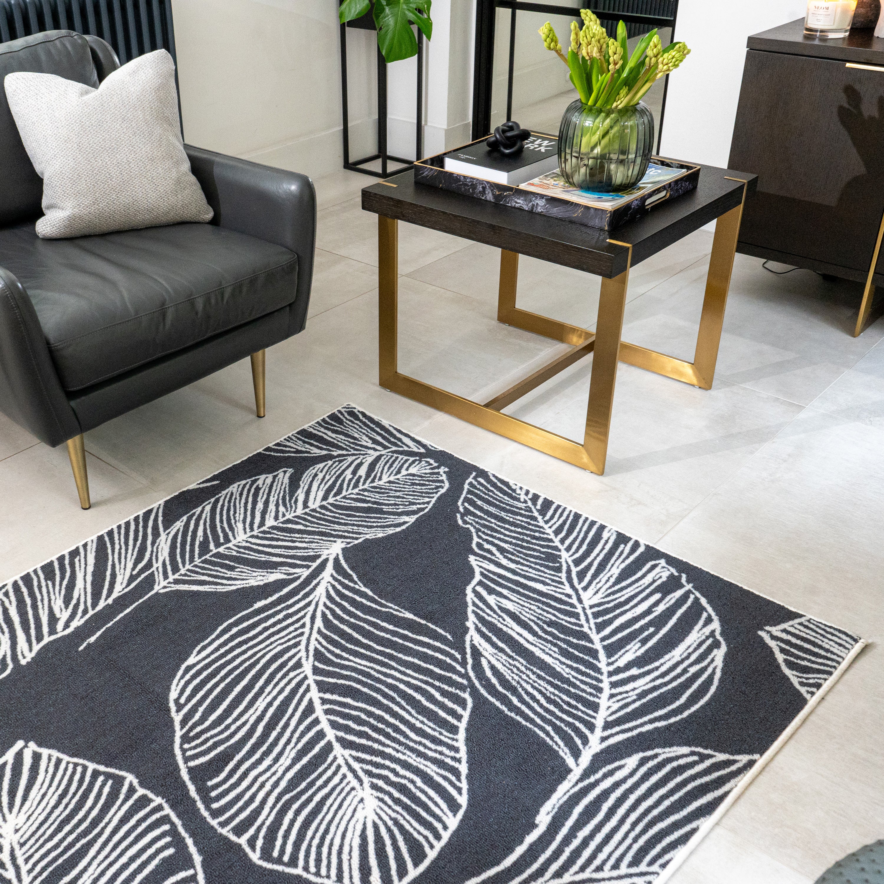 Fusion Matteo Washable Rug - Charcoal Grey | Soft & Durable Indoor/Outdoor Carpet for Living Room, Bedroom, Patio