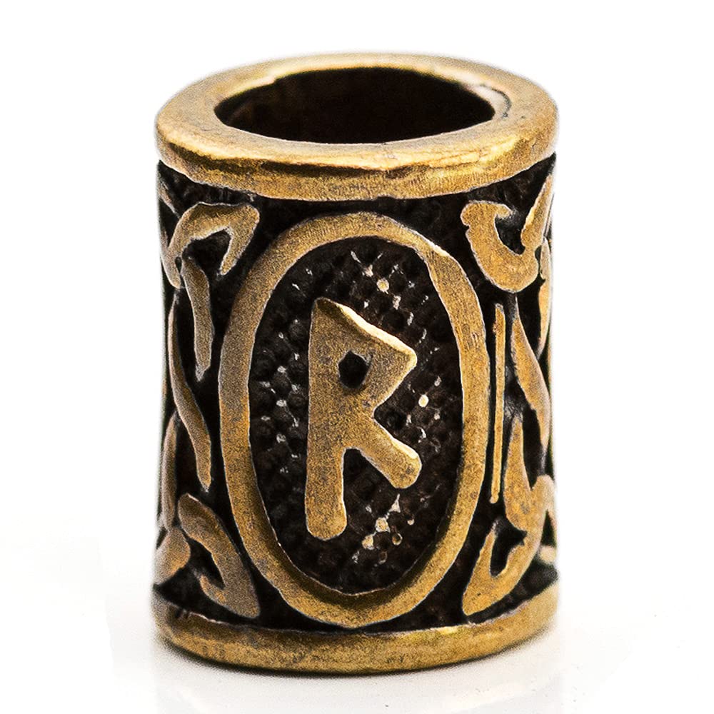 TECEUM Paracord Beads - Rune Raido Handmade Golden Charm for Jewelry Making, DIY Crafts, and Outdoor Survival Gear - Antique Brass Metal Charms 11716 - Perfect for Bracelets, Necklaces, and Keychains