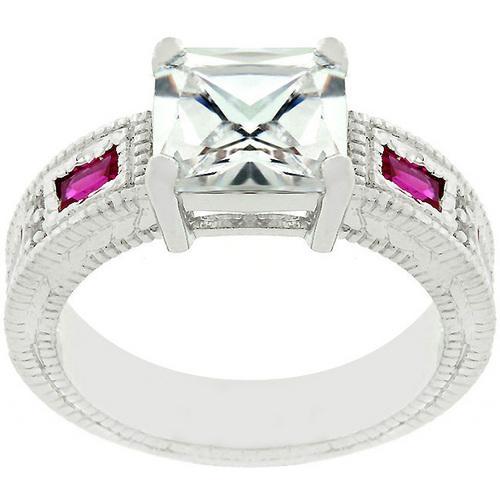 Prima Donna Ruby Red Cubic Zirconia Ring - Elegant Women's Fashion Jewelry for Parties, Weddings & Special Occasions