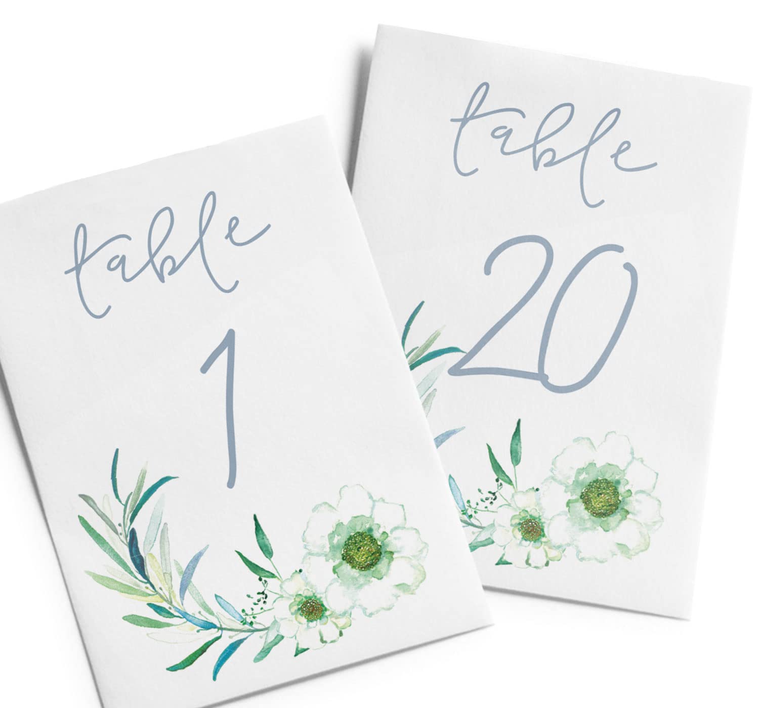 Floral Wedding Table Numbers 1-20 - Premium 5x7 Double Sided Table Cards on Heavy Cardstock - Perfect for Wedding Reception, Bridal Shower & Anniversary Decorations