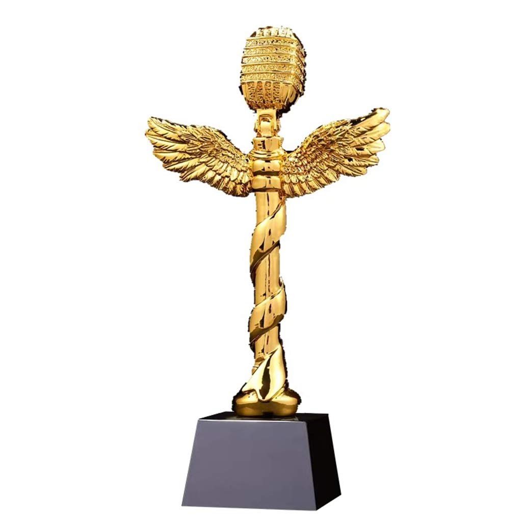 BOFANGSM Golden Microphone Trophy - Award for Music Competition, Host, Speech - Elegant Home & Office Decoration - Perfect for Events, Ceremonies, and Gift Giving
