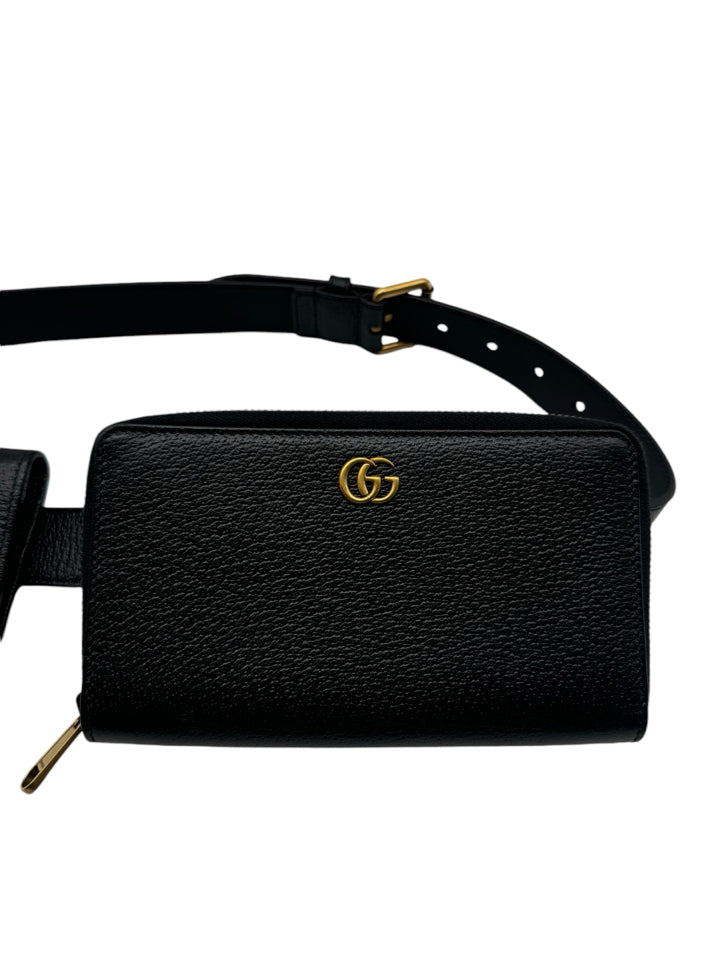 Gucci Double Marmont Leather Belt Bag for Women - Stylish Crossbody Fanny Pack with Adjustable Strap - Perfect for Travel, Shopping & Everyday Use