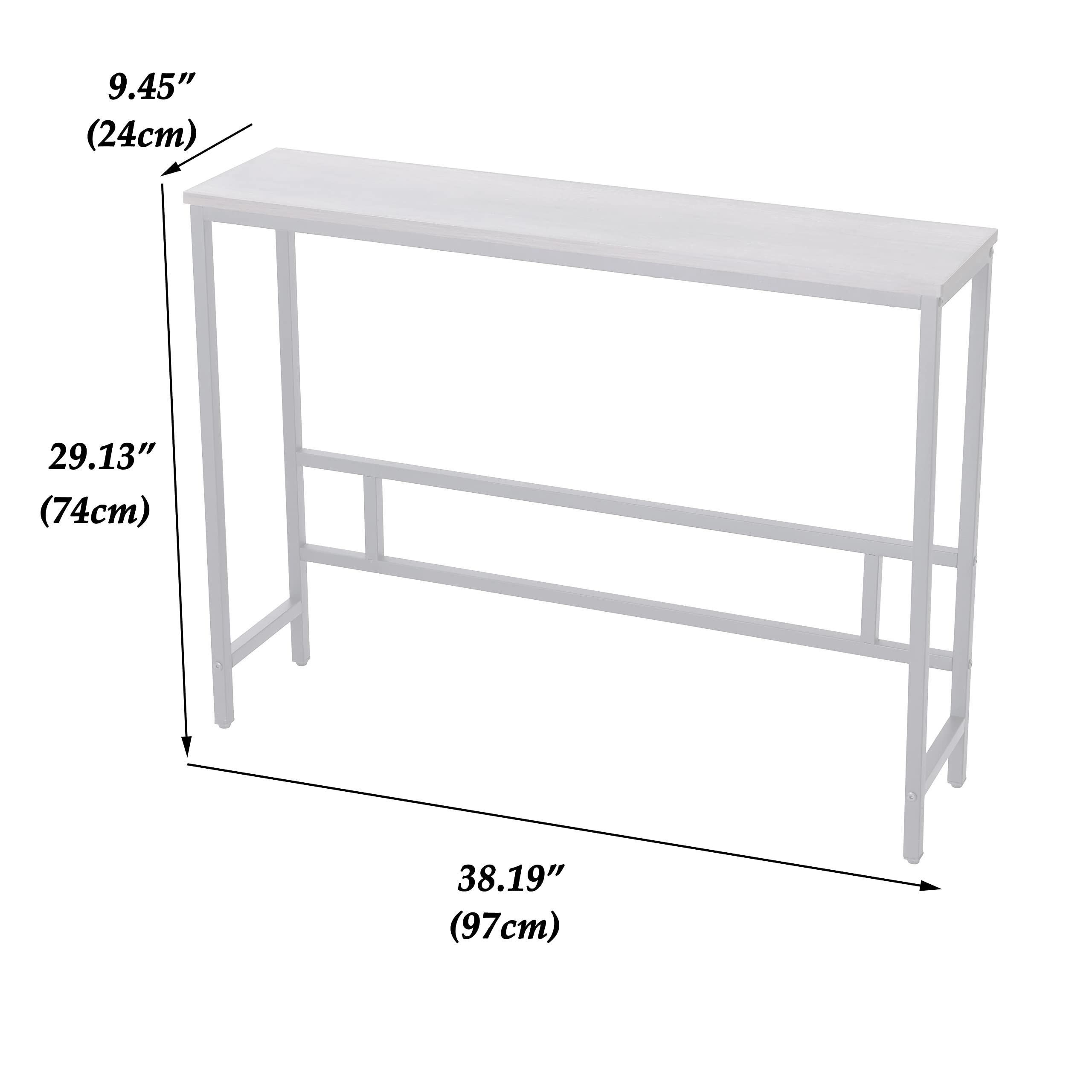 MAJARO Small Modern Industrial Sofa Console Table - Slim Entryway Table for Living Room, Office, Hallway - Rustic Smoked Oak Finish - Perfect for Small Spaces & Behind Couch Decor