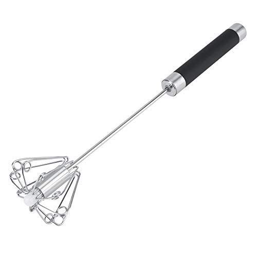 Stainless Steel Rotatable Egg Beater Whisk - Handheld Manual Mixer for Whipping Cream, Milk & Eggs - Perfect for Baking, Cooking & Kitchen DIY