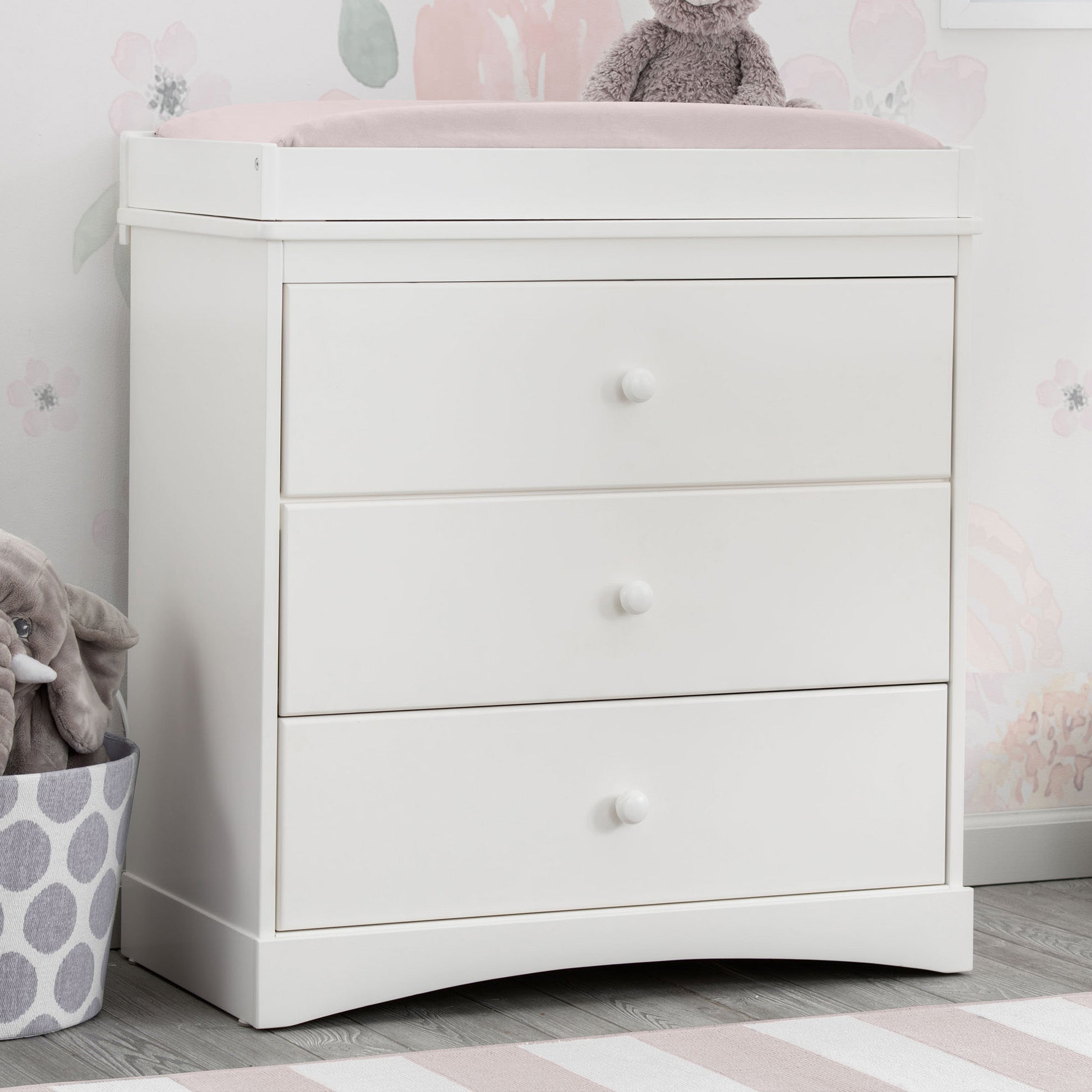 Skylar 3 Drawer Baby Dresser with Changing Table Top & Secure Interlocking Drawers - Perfect Nursery Storage Solution for Diapers, Clothes & Baby Essentials
