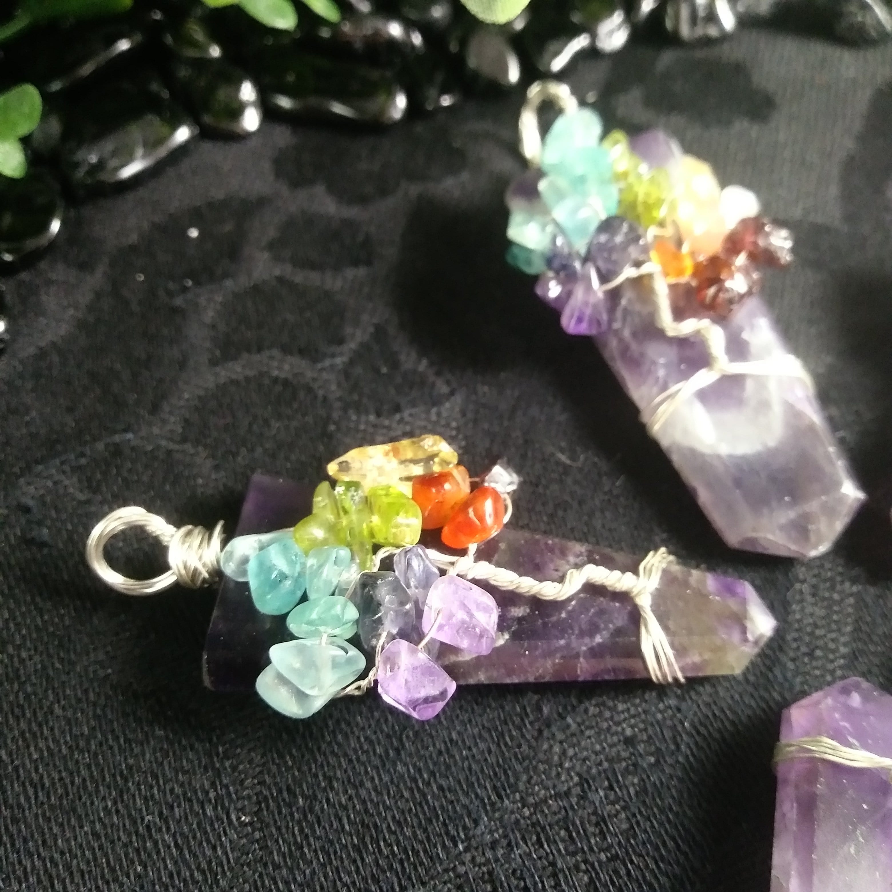 Chevron Amethyst Tree of Life Wire Wrapped Pendant Necklace | Healing Crystal Jewelry for Women | Spiritual Gift for Meditation & Energy Protection