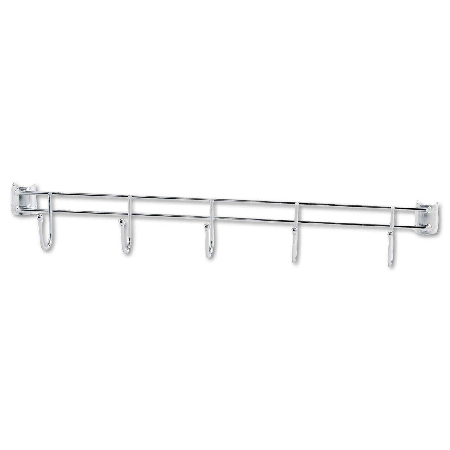 Alera® 24-Inch Deep Silver Hook Bars for Wire Shelving - 5 Hooks per Bar, 2 Bars per Pack - Perfect for Garage Storage, Closet Organization & Retail Display