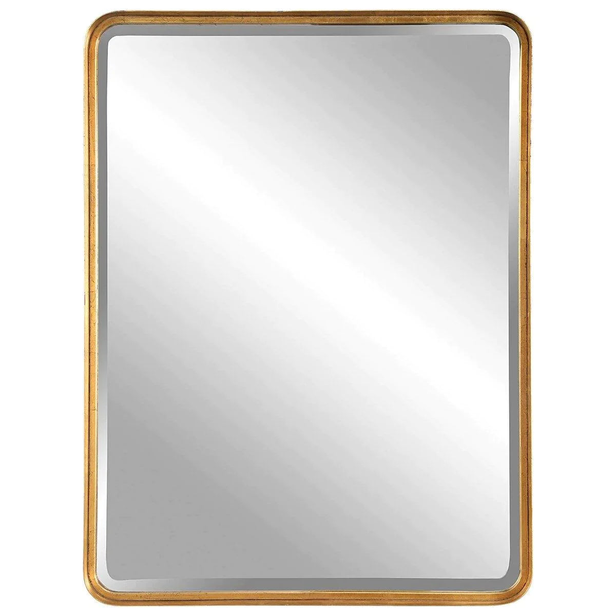 Antiqued Gold Finish Deep Metal Band Wall Mirror - Vintage Home Decor for Living Room, Bedroom & Entryway