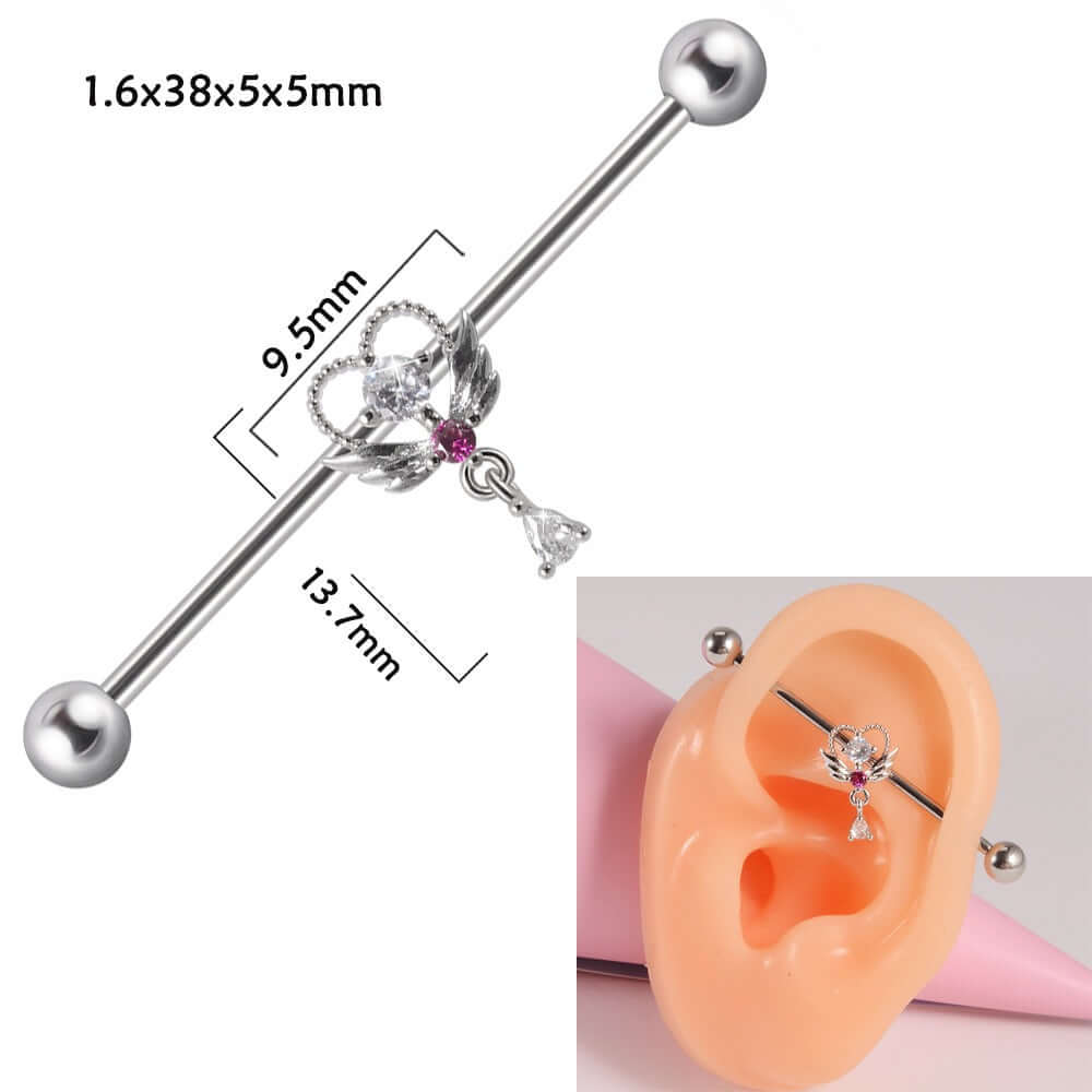14g Silver Scorpio Insect Industrial Barbell Body Jewelry - Belly Button & Nose Piercing Bar | Perfect for Gothic, Punk & Alternative Fashion Styles
