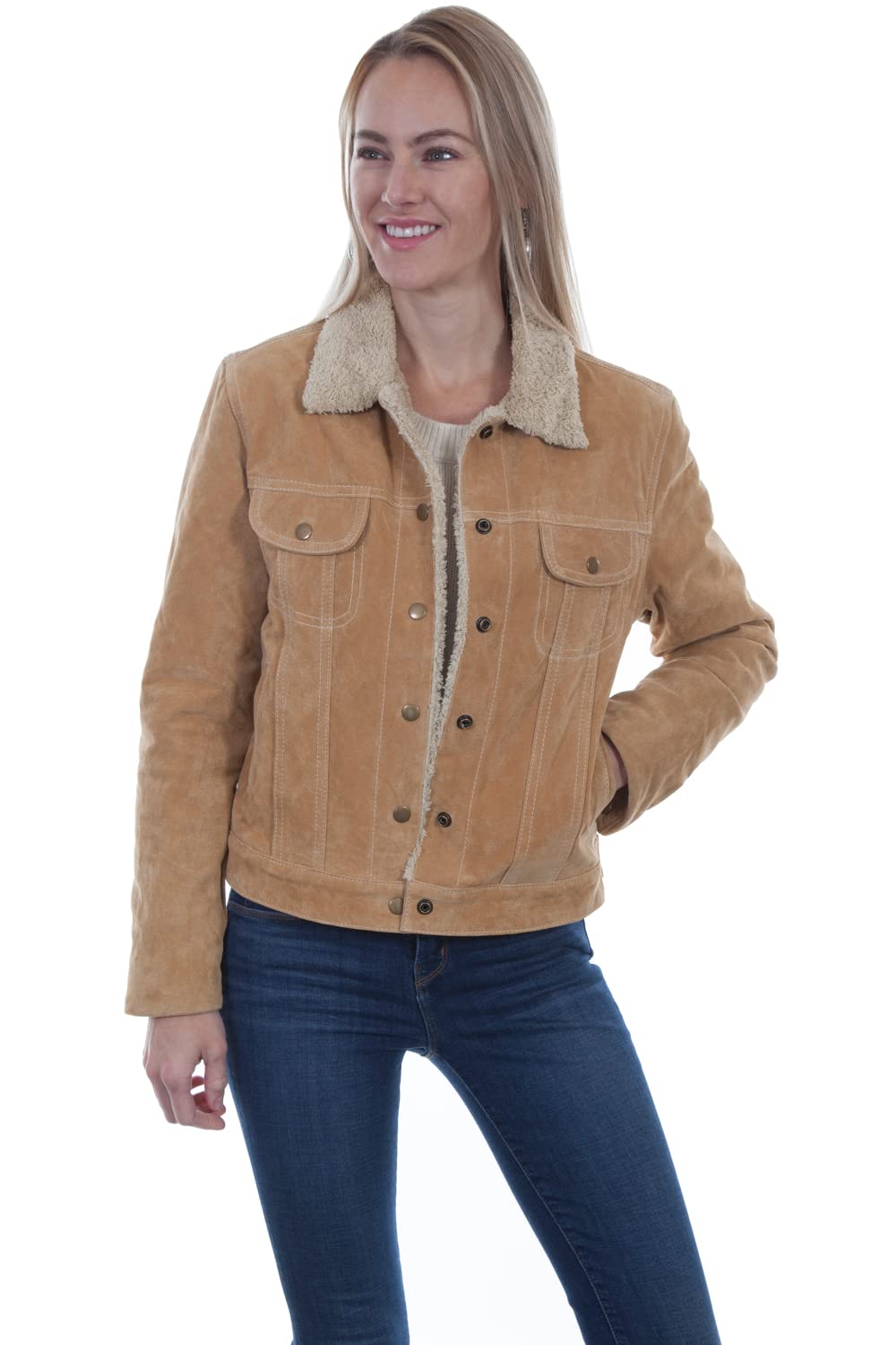 Stylish Scully Black Boar Suede Women's Denim Jacket - Perfect for Casual Outings, Date Nights & Fall Layering