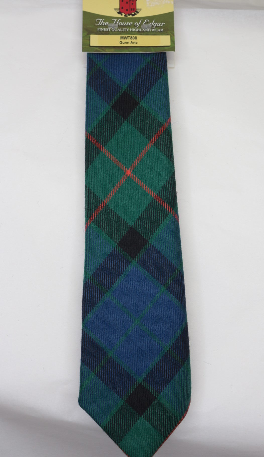 Gunn Ancient Tartan Tie - Premium Scottish Wool Necktie by House of Edgar Weavers | Perfect for Weddings, Business & Formal Occasions