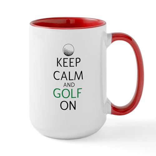 White/Red Inside - Keep Calm And Golf On Large Mug