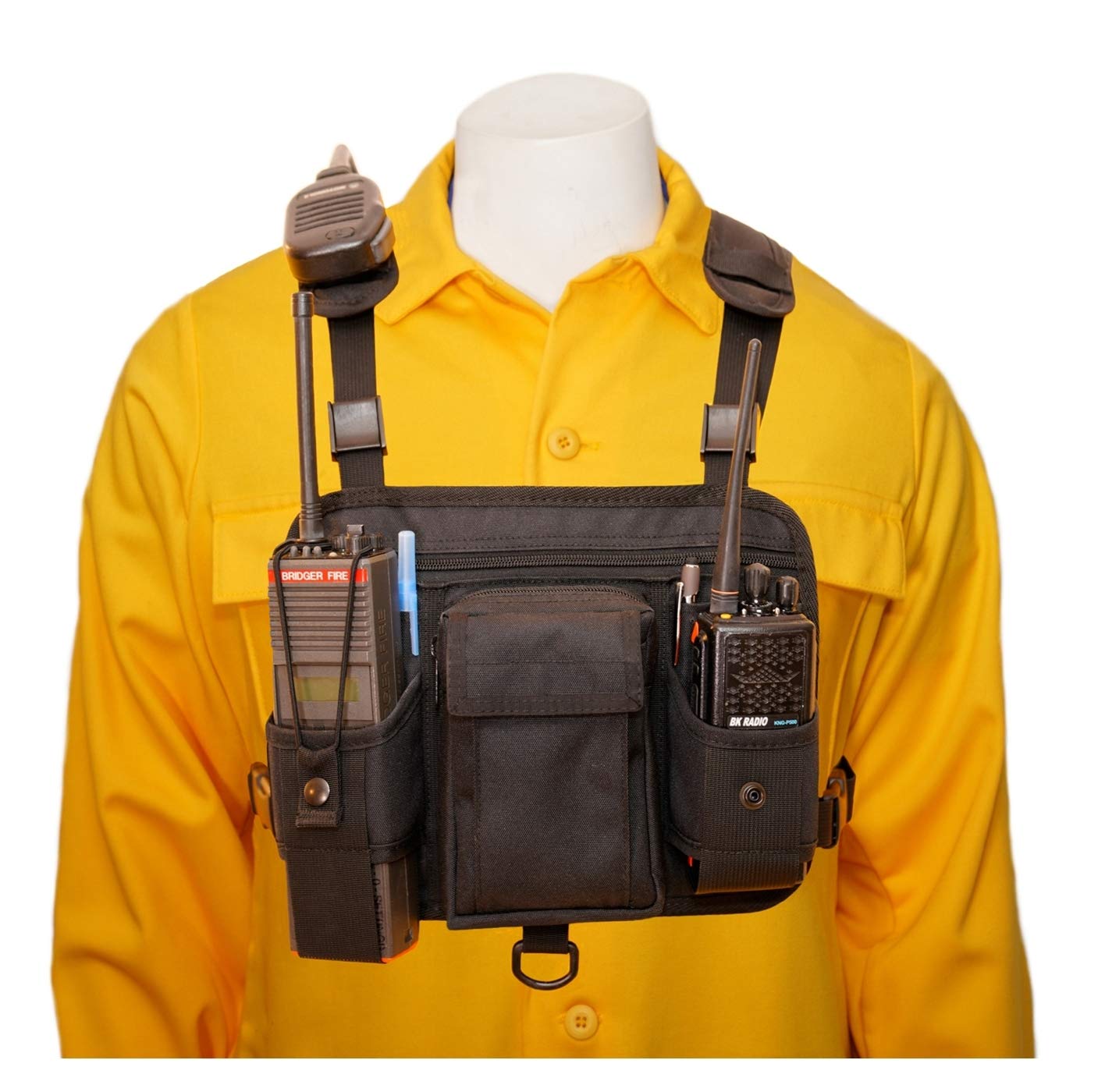 RCH-601D Adjustable Double Radio Chest Harness Shoulder Holster - Fits 4.75