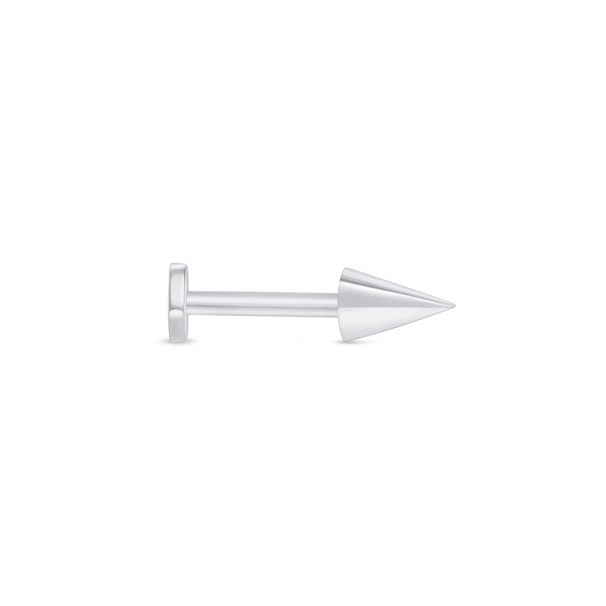 14K White Gold Spike Flat Back Stud Earrings - Hypoallergenic Dainty Punk Jewelry for Women - Perfect for Daily Wear, Parties & Gifting