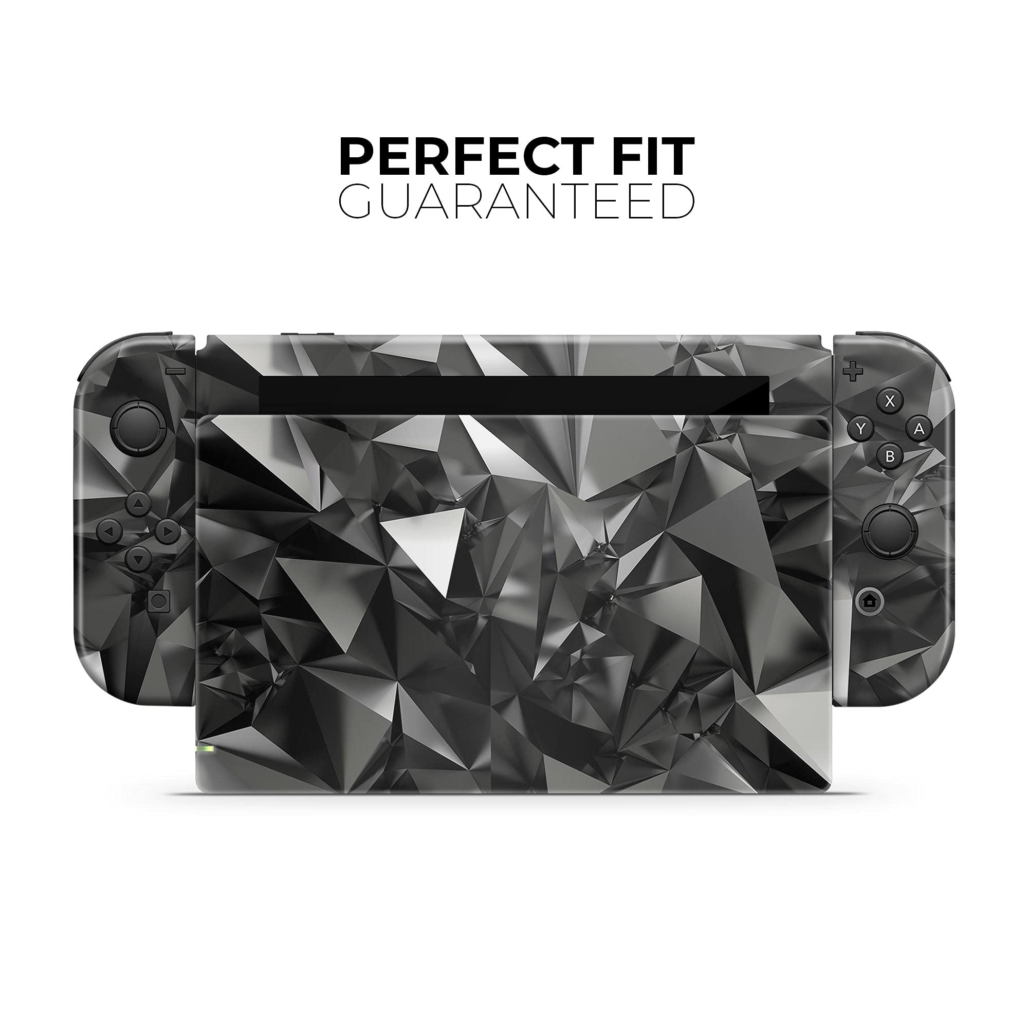 Nintendo Switch Pro Controller Skin - Black 3D Diamond Vinyl Wrap Cover | Scratch-Resistant, Removable Decal Protector | Perfect for Gaming Protection & Customization