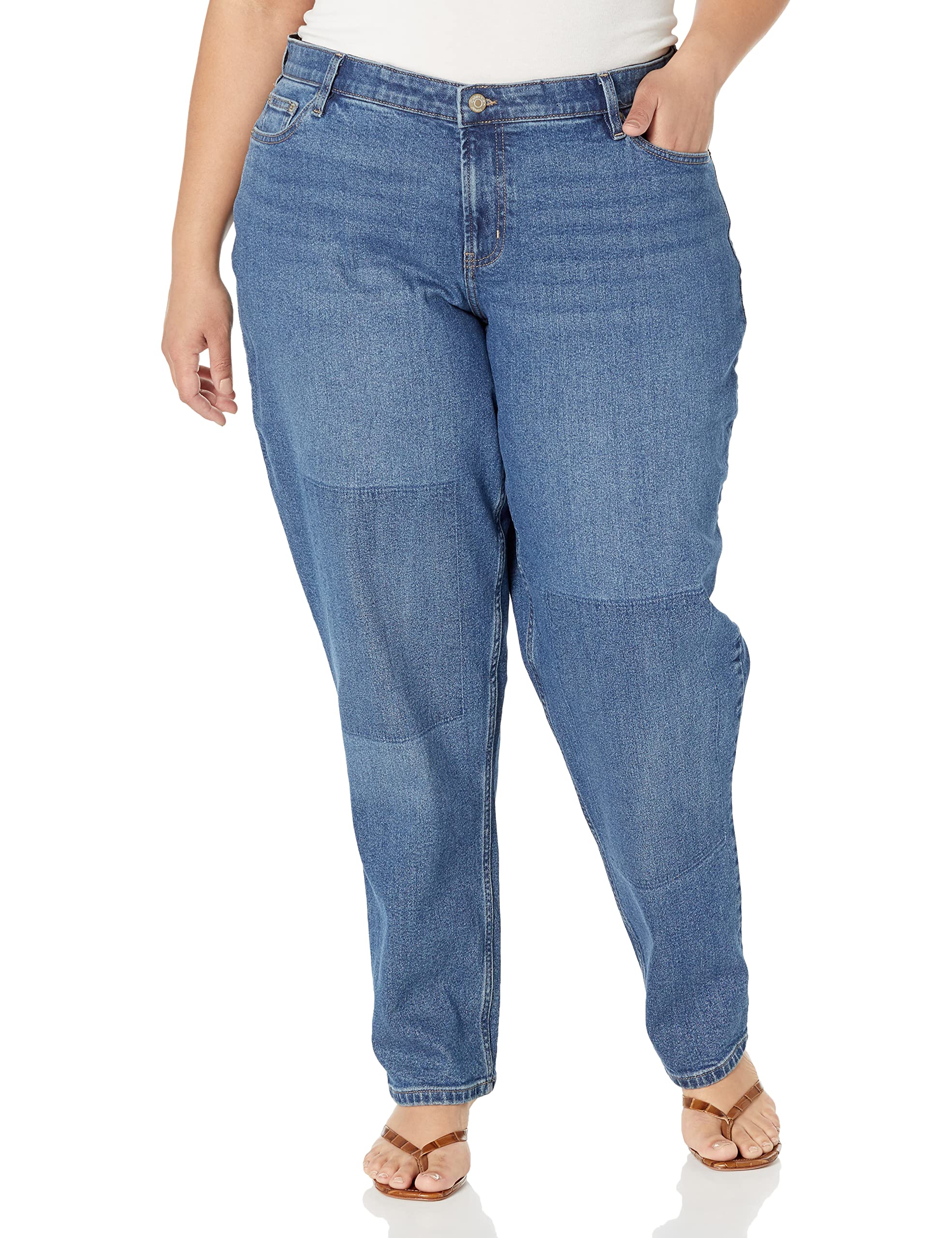 Calvin Klein Women's Plus Size Mid Rise Boyfriend Jeans - Comfortable Stretch Denim for Casual Wear & Everyday Outfits