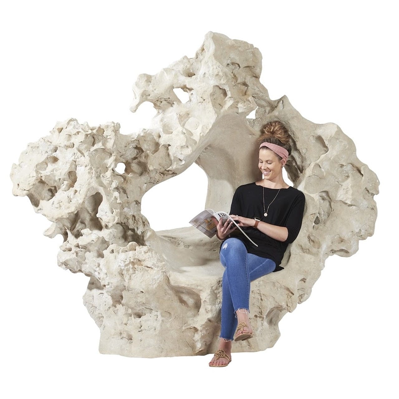 Large Roman Cast Stone Garden Bench Sculpture - Outdoor Decorative Seating for Patio, Garden, and Landscape Design