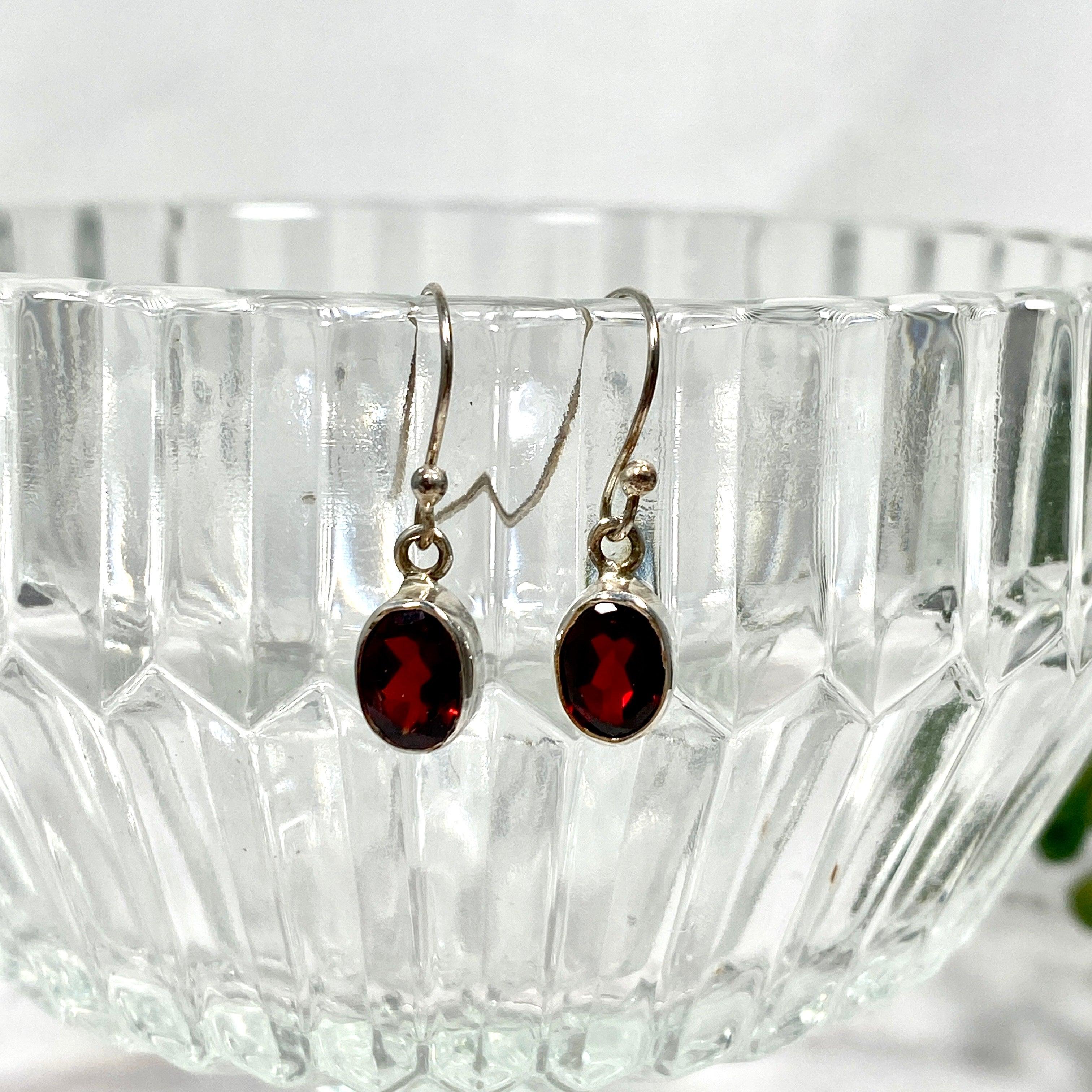 Garnet Petite Oval Faceted Earrings R2363 GTO - Elegant Jewelry for Women, Perfect for Parties, Weddings & Daily Wear