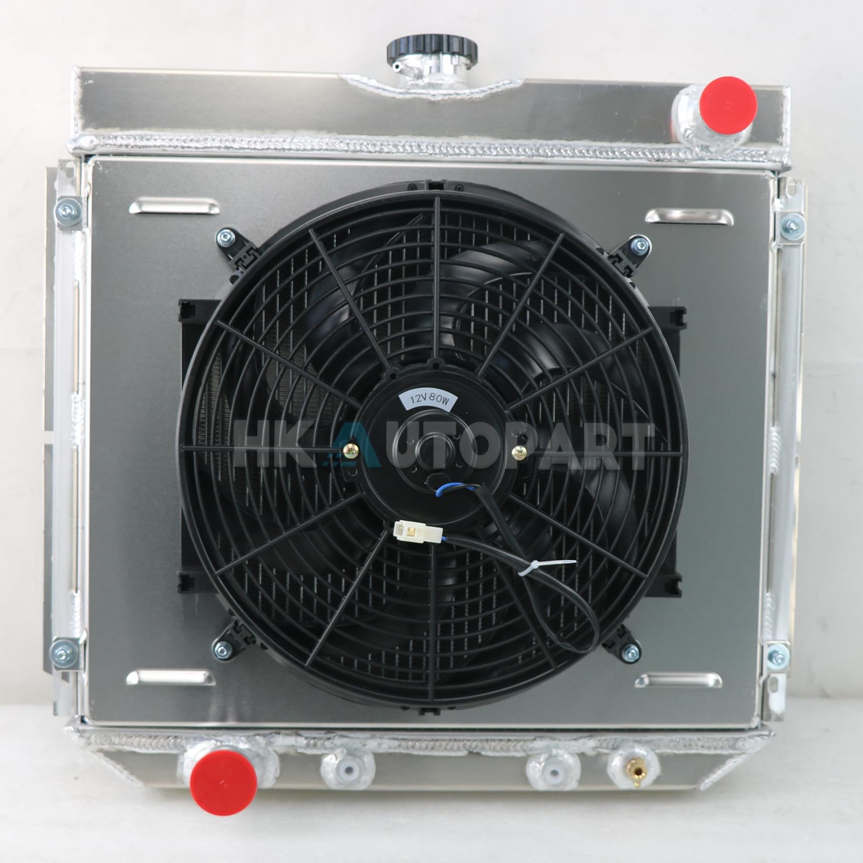 High-Performance 3-Row Full Aluminum Radiator Compatible with 1966-1969 Ford Falcon, 1969-1970 Mustang, 1968-1969 Torino, 1970-1977 Maverick, 1966-1973 Mercury Comet, 1970 Cougar - Includes Fan Shroud & Thermostat Relay Kit - Perfect for Classic Car Restoration & Hot Rod Upgrades