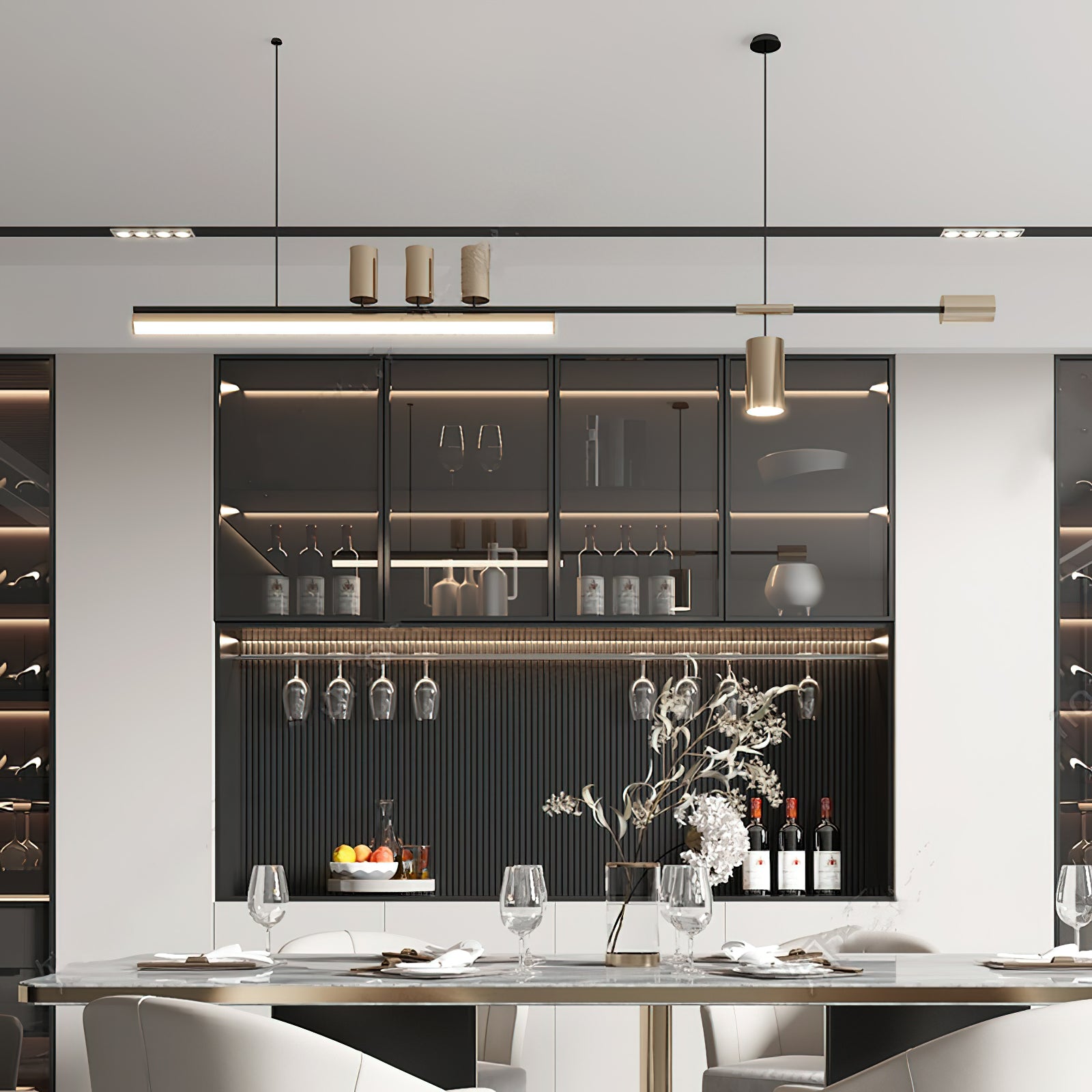 Nordic Style Long Strip Pendant Light - Modern Minimalist Hanging Lamp for Kitchen Island, Dining Room & Bedroom Lighting