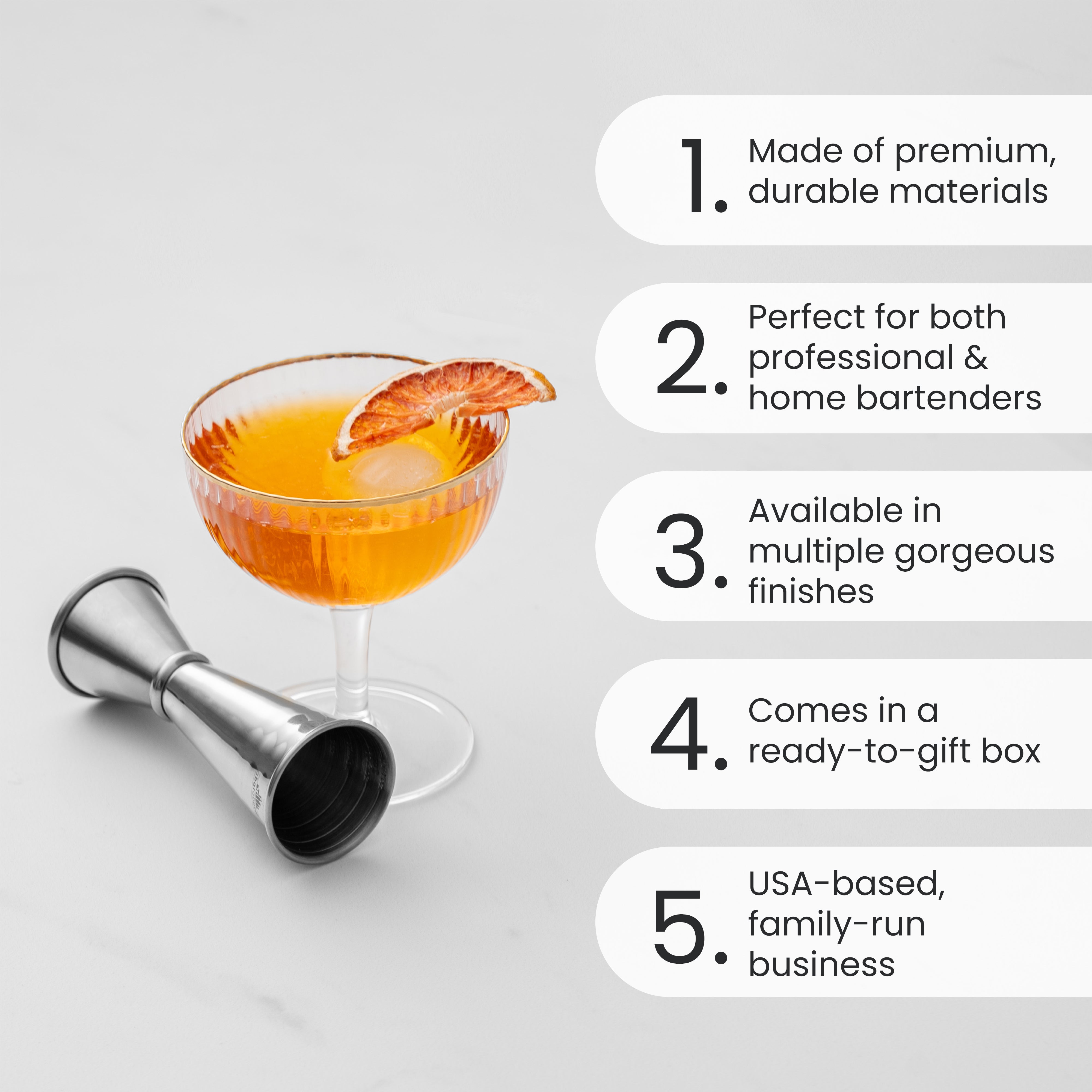 Premium Stainless Steel Japanese Jigger - Professional Cocktail Measuring Tool for Bartenders - Perfect for Mixing Martinis, Margaritas & Craft Cocktails at Home or Bar