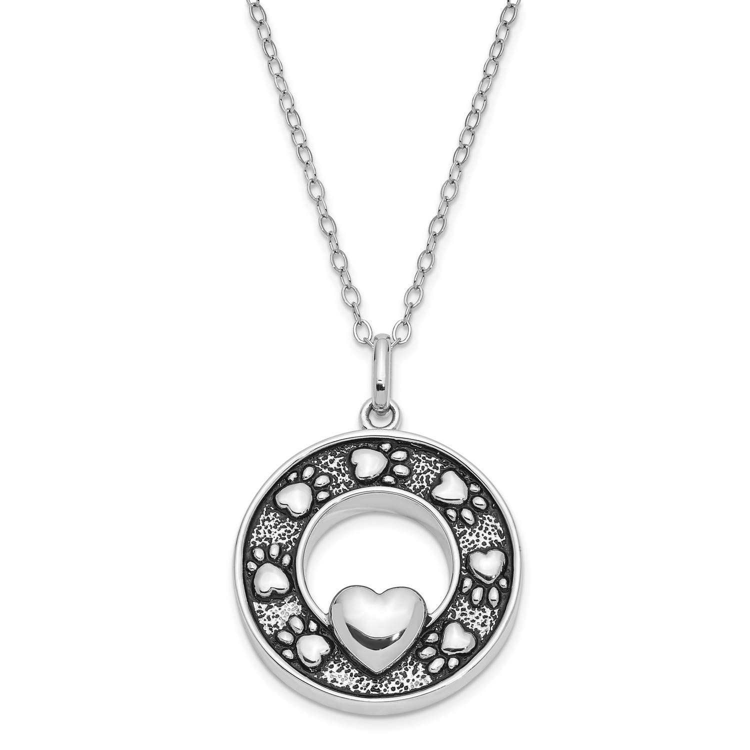 Vintage Sterling Silver Paw Print & Heart Pendant Necklace - Perfect for Pet Lovers & Animal Jewelry Enthusiasts | Ideal for Gifts, Everyday Wear & Special Occasions